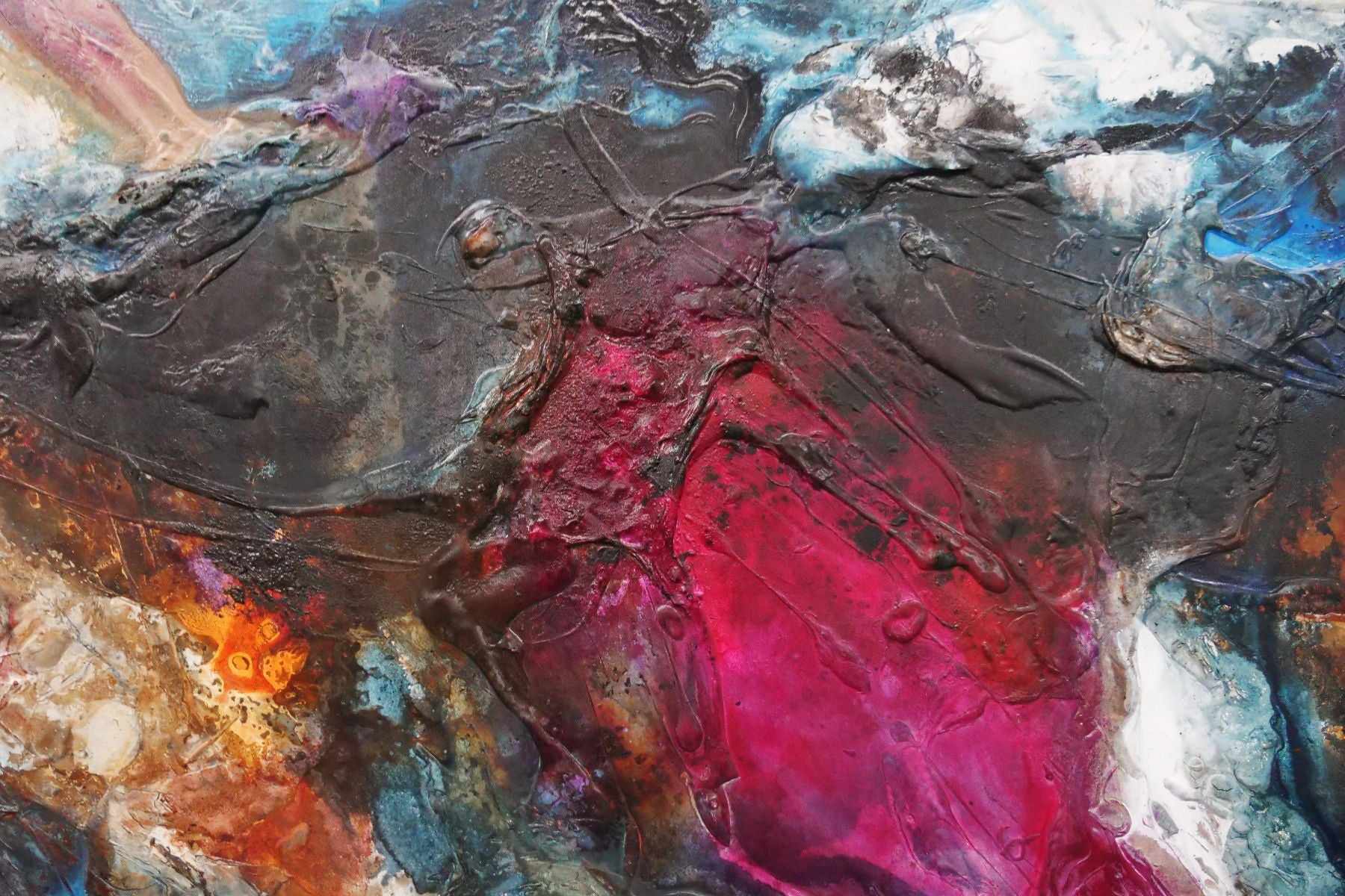 Beautiful Disaster 240cm x 120cm Black Navy Violet Textured Abstract Painting (SOLD)