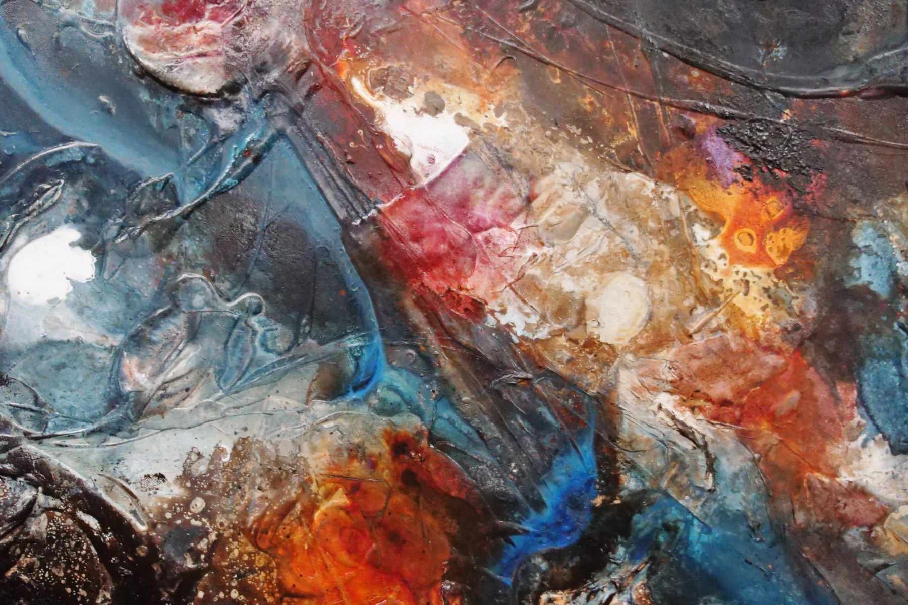 Beautiful Disaster 240cm x 120cm Black Navy Violet Textured Abstract Painting (SOLD)-Abstract-[Franko]-[Artist]-[Australia]-[Painting]-Franklin Art Studio