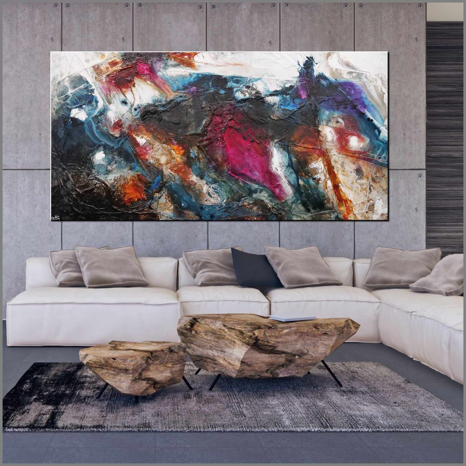 Beautiful Disaster 240cm x 120cm Black Navy Violet Textured Abstract Painting (SOLD)-Abstract-[Franko_Artist]-[Australian_artist]-[Gold_Coast]-[Brisbane]-[modern]-[contemporary]-[original]-[Large_artwork]-[The_Block]-[Dream_Homes]-[ideas]-[Grand_Designs]-[Art_Lover]-Franklin Art Studio