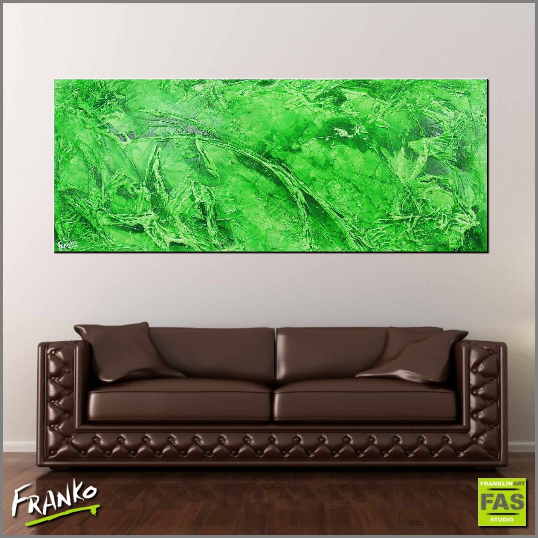 Being Green 200cm x 80cm Green Abstract Painting (SOLD)-Abstract-[Franko_Artist]-[Australian_artist]-[Gold_Coast]-[Brisbane]-[modern]-[contemporary]-[original]-[Large_artwork]-[The_Block]-[Dream_Homes]-[ideas]-[Grand_Designs]-[Art_Lover]-Franklin Art Studio