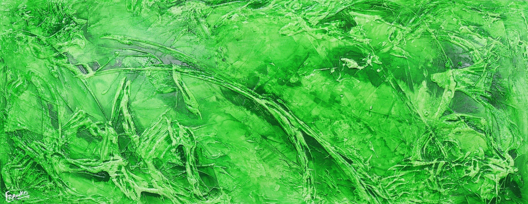Being Green 200cm x 80cm Green Abstract Painting (SOLD)-Abstract-[Franko_Artist]-[Australian_artist]-[Gold_Coast]-[Brisbane]-[modern]-[contemporary]-[original]-[Large_artwork]-Franklin Art Studio