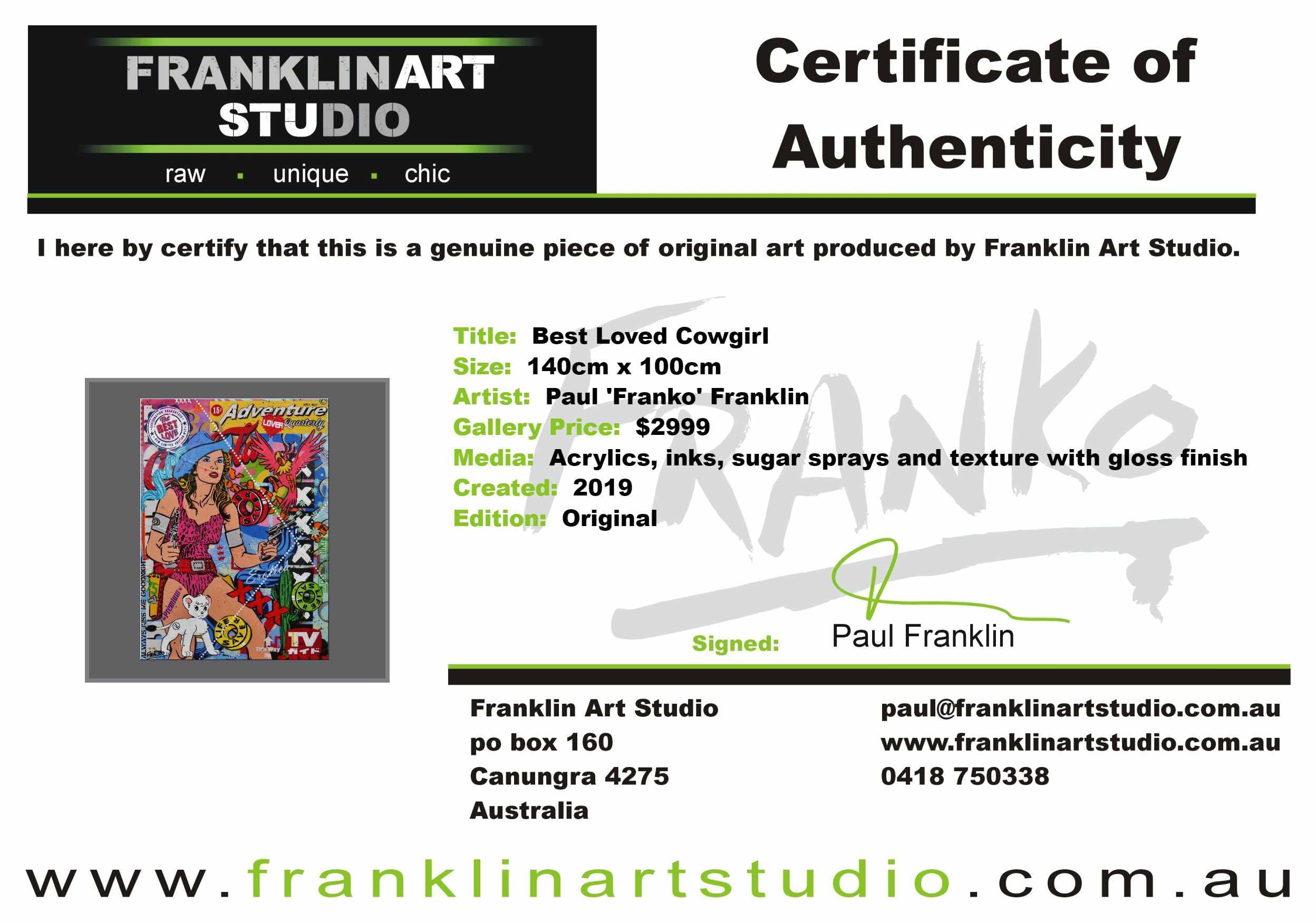 update alt-text with template Best Loved Cowgirl 140cm x 100cm Jayne Mansfield Textured Urban Pop Art Painting-urban pop-[Franko_Artist]-[The_Block]-[Dream_Homes]-[ideas]- [Grand_Designs]-Franklin Art Studio