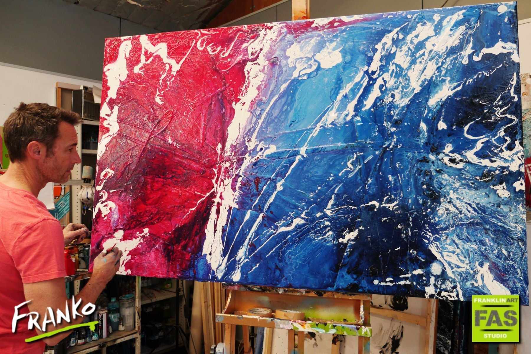 Better Than Sex 160cm x 100cm Blue Pink Abstract Painting (SOLD)-Abstract-[Franko_Artist]-[The_Block]-[Dream_Homes]-[ideas]- [Grand_Designs]-Franklin Art Studio
