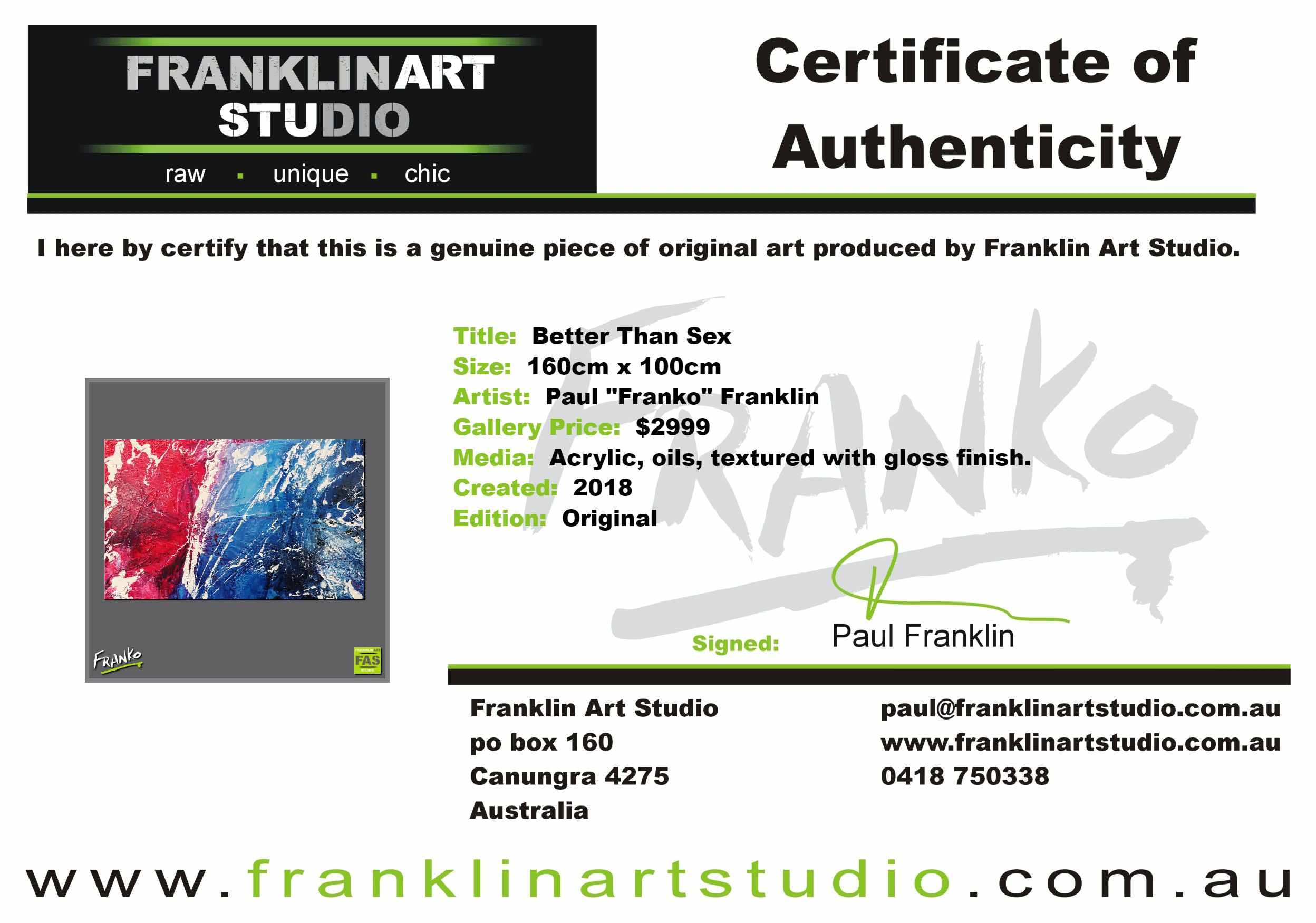 Better Than Sex 160cm x 100cm Blue Pink Abstract Painting (SOLD)-Abstract-[Franko_Artist]-[The_Block]-[Dream_Homes]-[ideas]-[Grand_Designs]-[Art_Lover]-Franklin Art Studio