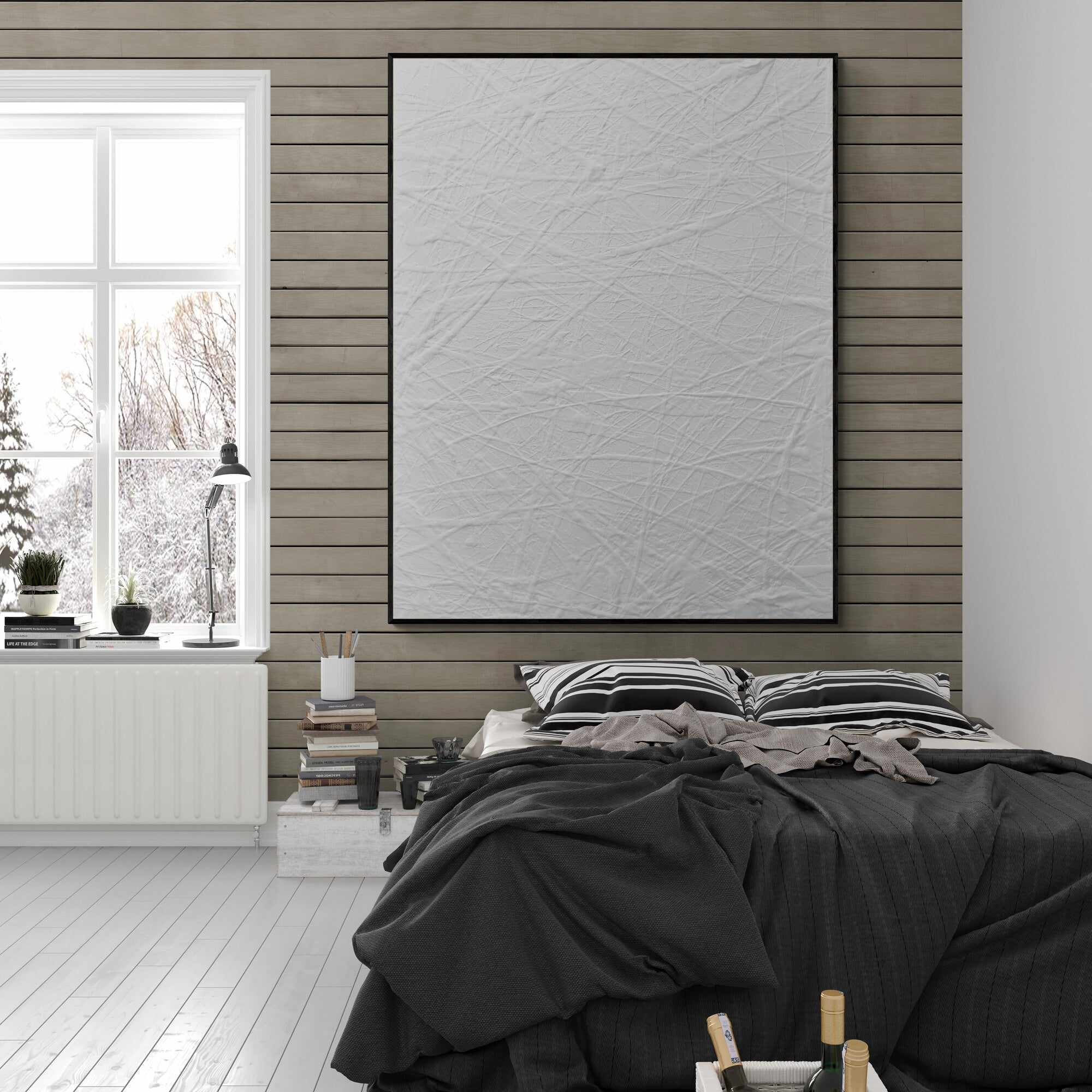 Big White Lines 140cm x 180cm White Textured Abstract Painting (SOLD)-Abstract-[Franko_Artist]-[The_Block]-[Dream_Homes]-[ideas]- [Grand_Designs]-Franklin Art Studio