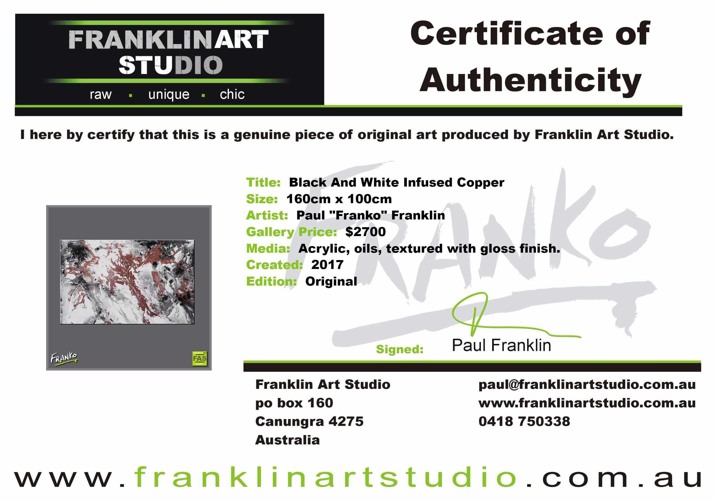 Black And White Infused Copper 160cm x 100cm Copper Black Abstract Painting (SOLD)-abstract-[Franko_Artist]-[The_Block]-[Dream_Homes]-[ideas]-[Grand_Designs]-[Art_Lover]-Franklin Art Studio