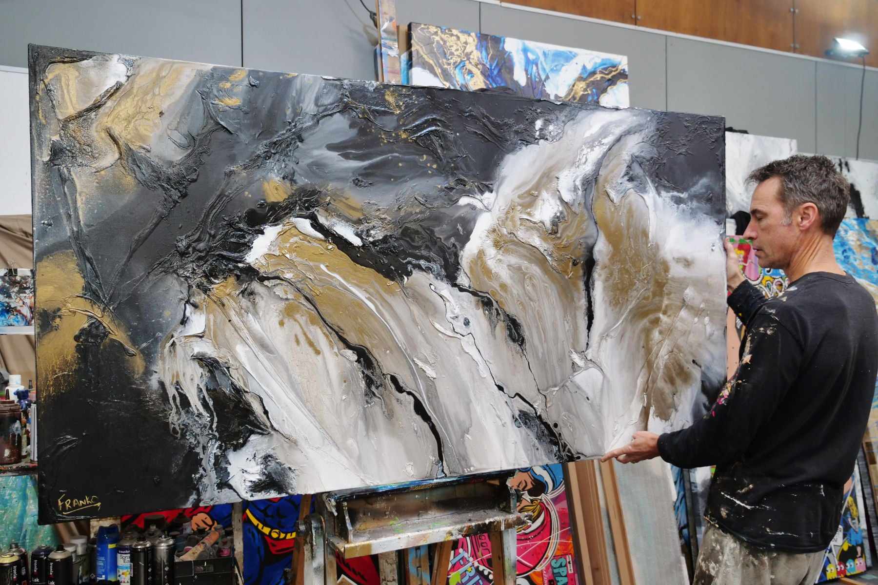 update alt-text with template Black Jack Bullion 190cm x 100cm Black Gold Textured Abstract Painting (SOLD DONNA)-Abstract-[Franko_Artist]-[The_Block]-[Dream_Homes]-[ideas]- [Grand_Designs]-Franklin Art Studio