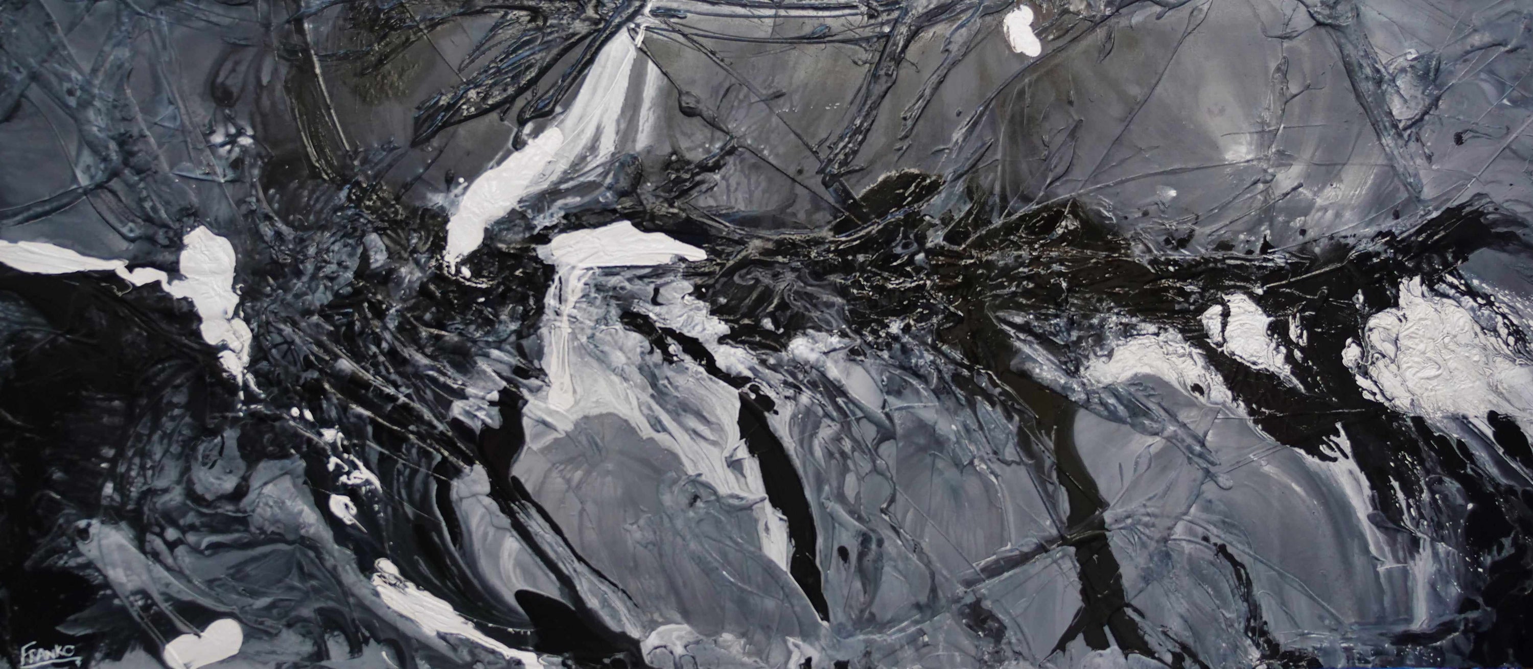 Black Magic 270cm x 120cm Black Grey Textured Abstract Painting (SOLD)-Abstract-[Franko_Artist]-[Australian_artist]-[Gold_Coast]-[Brisbane]-[modern]-[contemporary]-[original]-[Large_artwork]-Franklin Art Studio