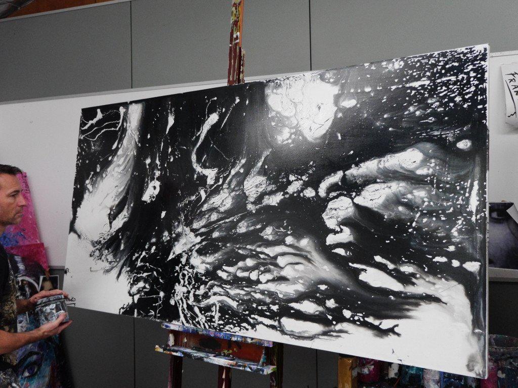 Black Marble 190cm x 100cm Black and White Abstract Painting (SOLD)-abstract-[Franko_Artist]-[The_Block]-[Dream_Homes]-[ideas]- [Grand_Designs]-Franklin Art Studio