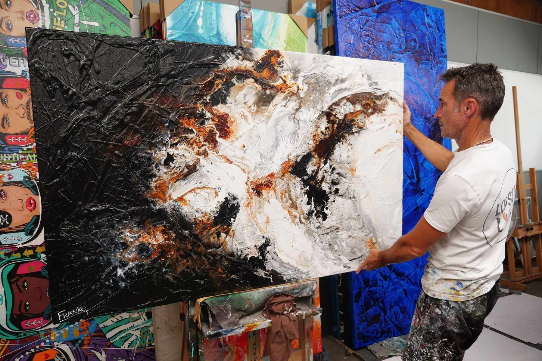 Black Oxide 160cm x 100cm Black Rust Textured Abstract Painting (SOLD)-Abstract-[Franko_Artist]-[The_Block]-[Dream_Homes]-[ideas]-[Grand_Designs]-[Art_Lover]-Franklin Art Studio