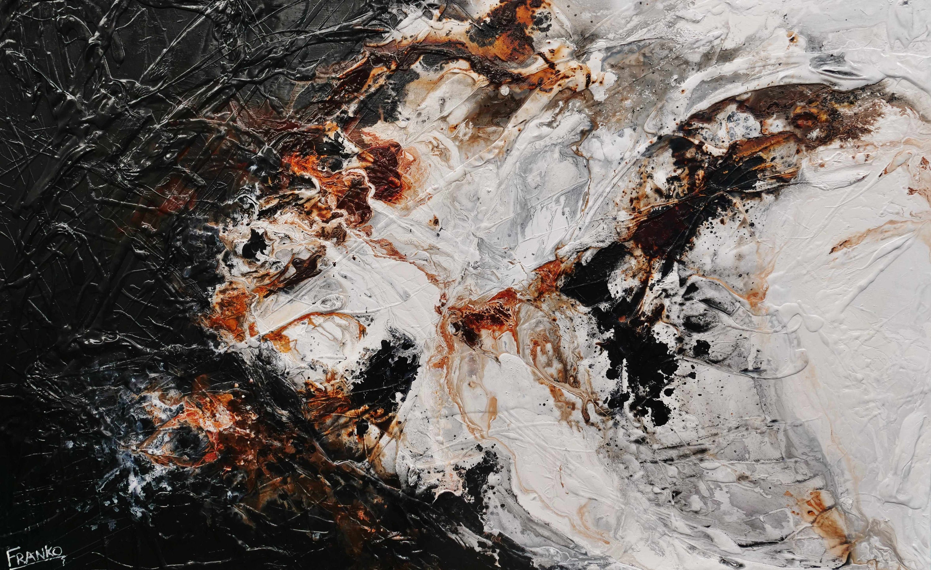 Black Oxide 160cm x 100cm Black Rust Textured Abstract Painting (SOLD)-Abstract-[Franko_Artist]-[Australian_artist]-[Gold_Coast]-[Brisbane]-[modern]-[contemporary]-[original]-[Large_artwork]-Franklin Art Studio