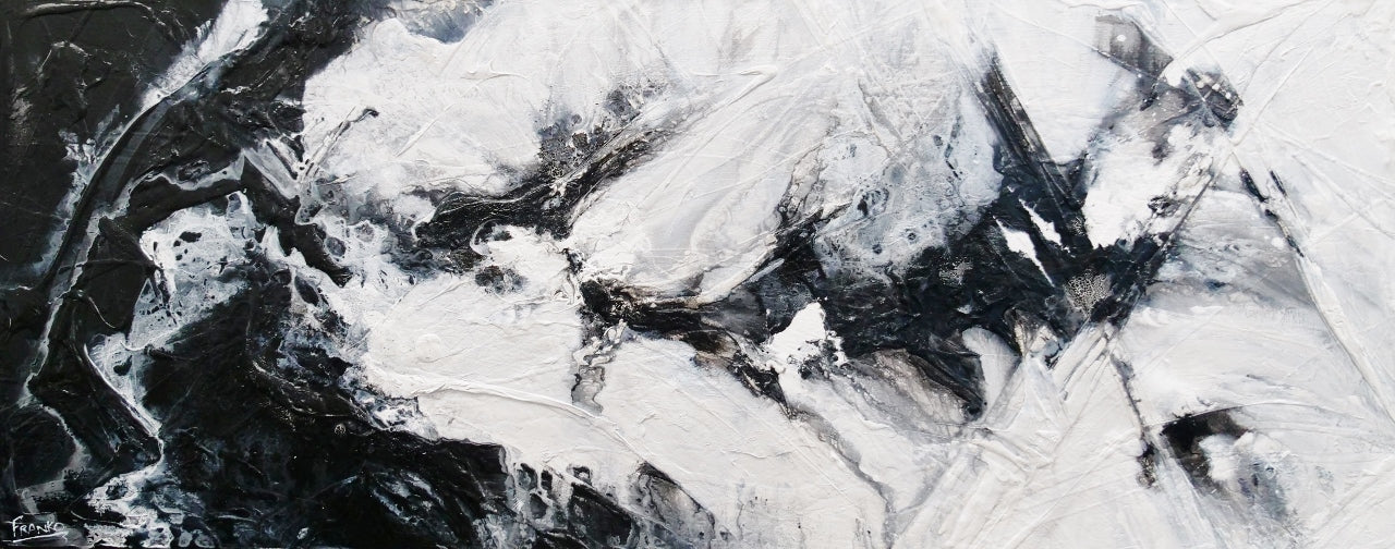Black Pearl 200cm x 80cm Black White Textured Abstract Painting (SOLD)-Abstract-[Franko_Artist]-[Australian_artist]-[Gold_Coast]-[Brisbane]-[modern]-[contemporary]-[original]-[Large_artwork]-Franklin Art Studio