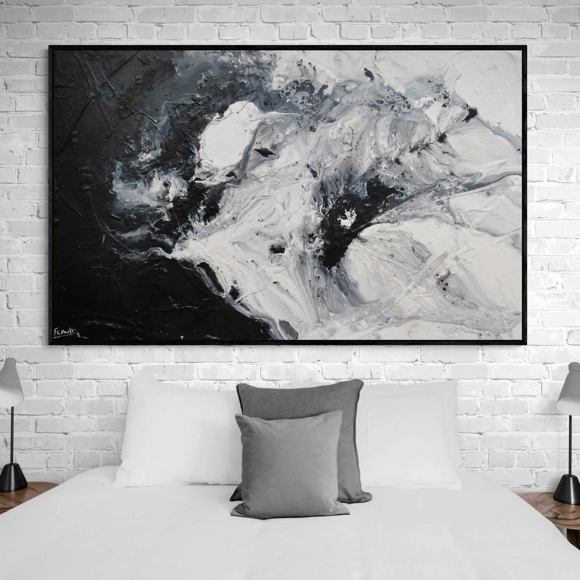 Black Rapture 160cm x 100cm Black White Textured Abstract Painting (SOLD)-Abstract-[Franko_Artist]-[Australian_artist]-[Gold_Coast]-[Brisbane]-[modern]-[contemporary]-[original]-[Large_artwork]-[The_Block]-[Dream_Homes]-[ideas]-[Grand_Designs]-[Art_Lover]-Franklin Art Studio