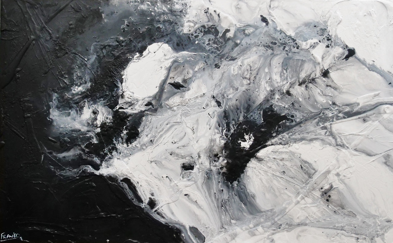 Black Rapture 160cm x 100cm Black White Textured Abstract Painting (SOLD)-Abstract-[Franko_Artist]-[Australian_artist]-[Gold_Coast]-[Brisbane]-[modern]-[contemporary]-[original]-[Large_artwork]-Franklin Art Studio