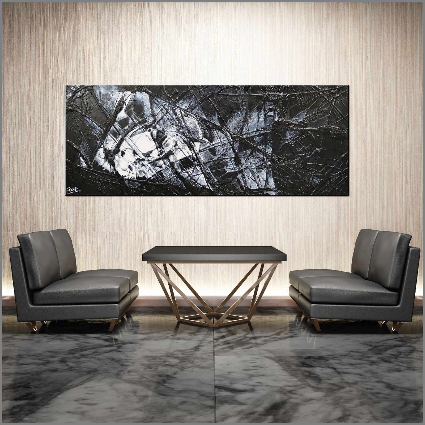 Black Salt 200cm x 80cm Black White Textured Abstract Painting (SOLD)-Abstract-[Franko_Artist]-[Australian_artist]-[Gold_Coast]-[Brisbane]-[modern]-[contemporary]-[original]-[Large_artwork]-[The_Block]-[Dream_Homes]-[ideas]-[Grand_Designs]-[Art_Lover]-Franklin Art Studio