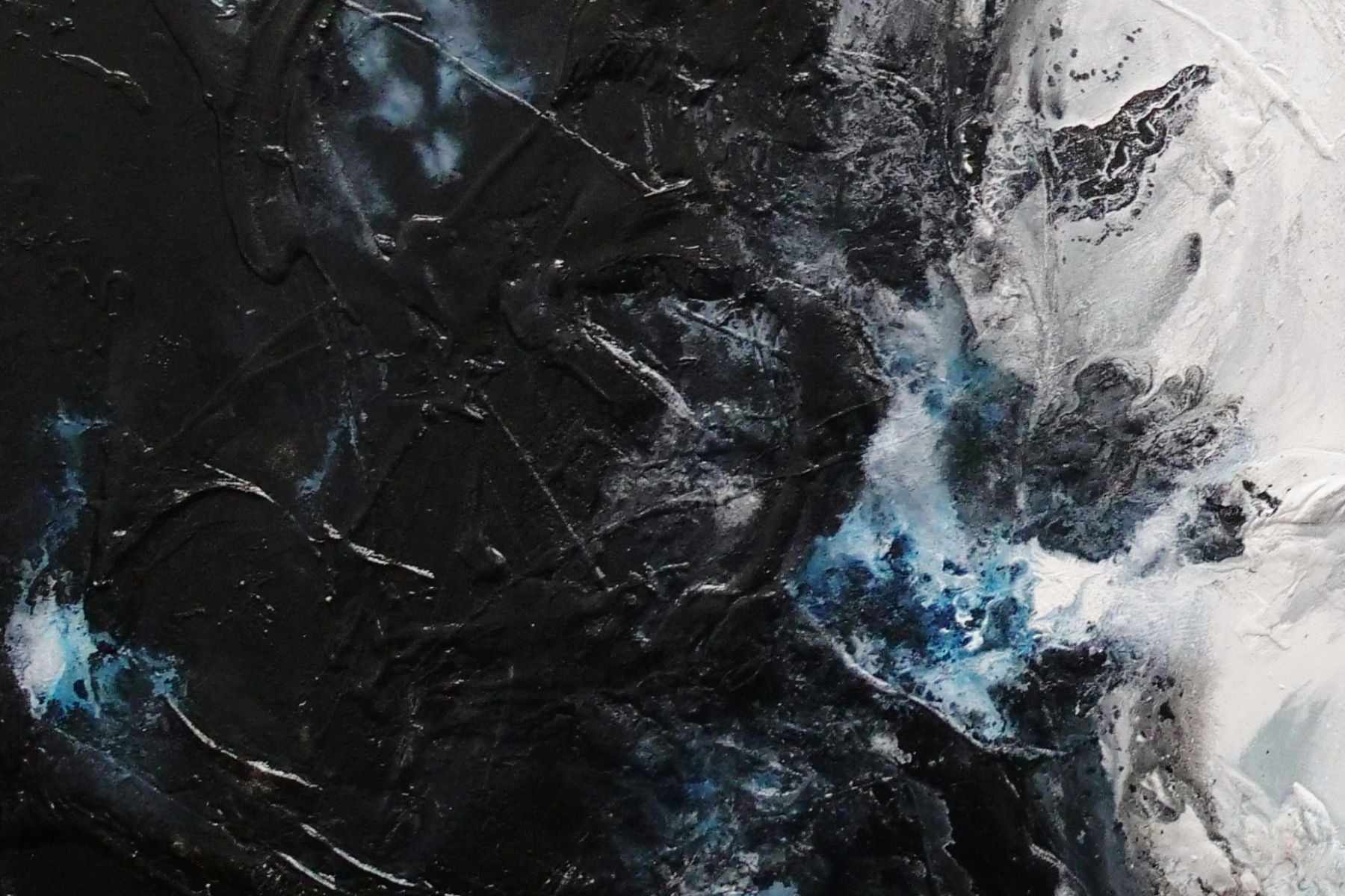Black Sambuca 240cm x 100cm Black Grey White Textured Abstract Painting (SOLD)