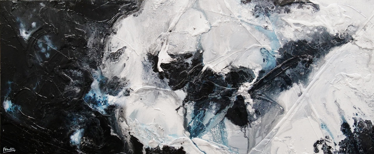 Black Sambuca 240cm x 100cm Black Grey White Textured Abstract Painting (SOLD)-Abstract-[Franko_Artist]-[Australian_artist]-[Gold_Coast]-[Brisbane]-[modern]-[contemporary]-[original]-[Large_artwork]-Franklin Art Studio