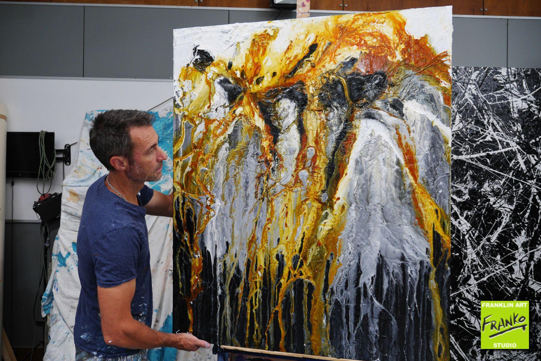 Black Sienna 120cm x 100cm Black Grey Sienna Textured Abstract Painting (SOLD)-Abstract-[Franko_Artist]-[The_Block]-[Dream_Homes]-[ideas]- [Grand_Designs]-Franklin Art Studio