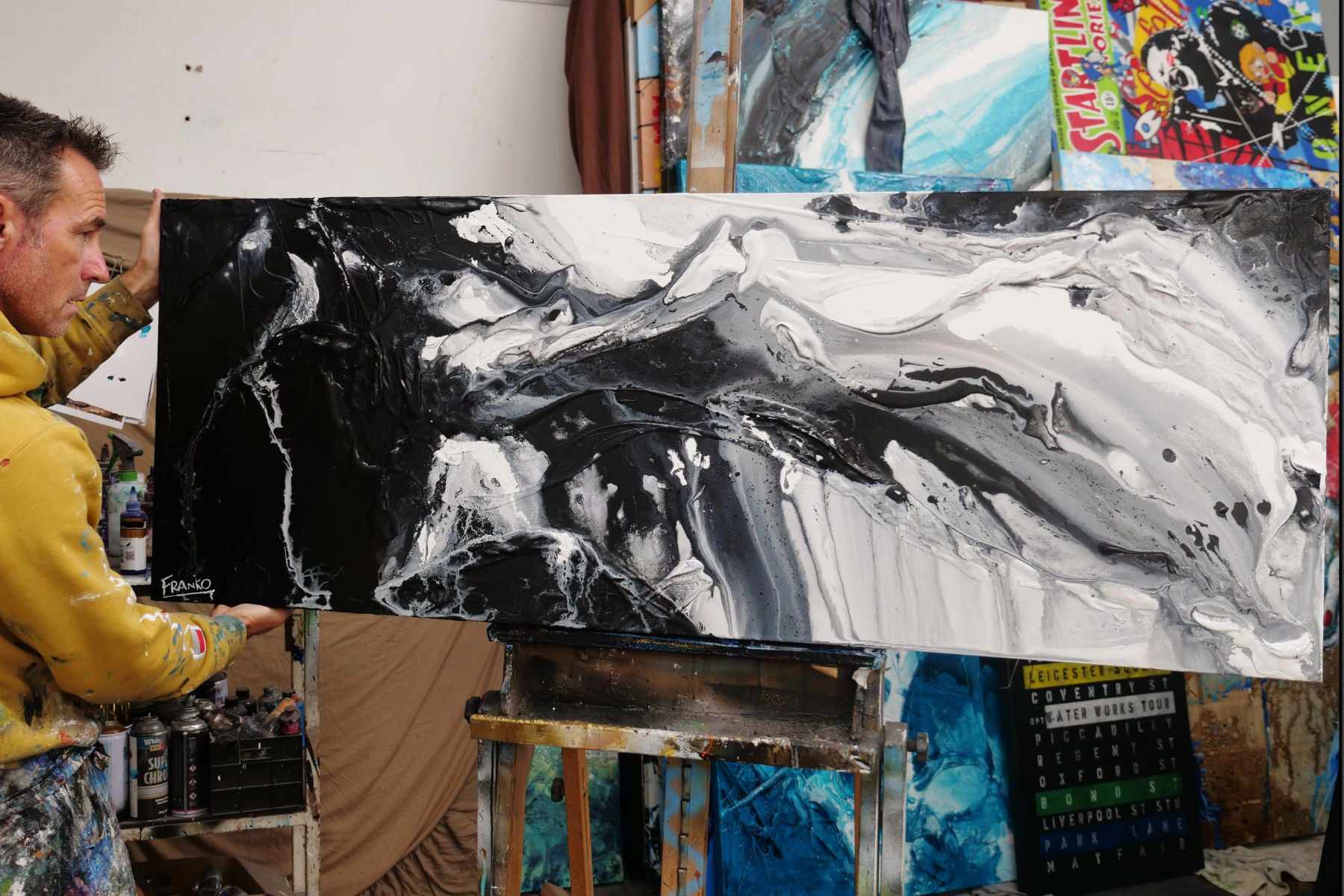 update alt-text with template Black Slider 160cm x 60cm Black White Textured Abstract Painting (SOLD)-Abstract-[Franko_Artist]-[The_Block]-[Dream_Homes]-[ideas]- [Grand_Designs]-Franklin Art Studio