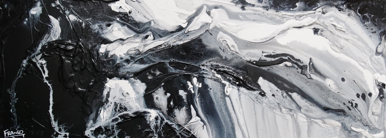 Black Slider 160cm x 60cm Black White Textured Abstract Painting (SOLD)-Abstract-[Franko_Artist]-[Australian_artist]-[Gold_Coast]-[Brisbane]-[modern]-[contemporary]-[original]-[Large_artwork]-Franklin Art Studio