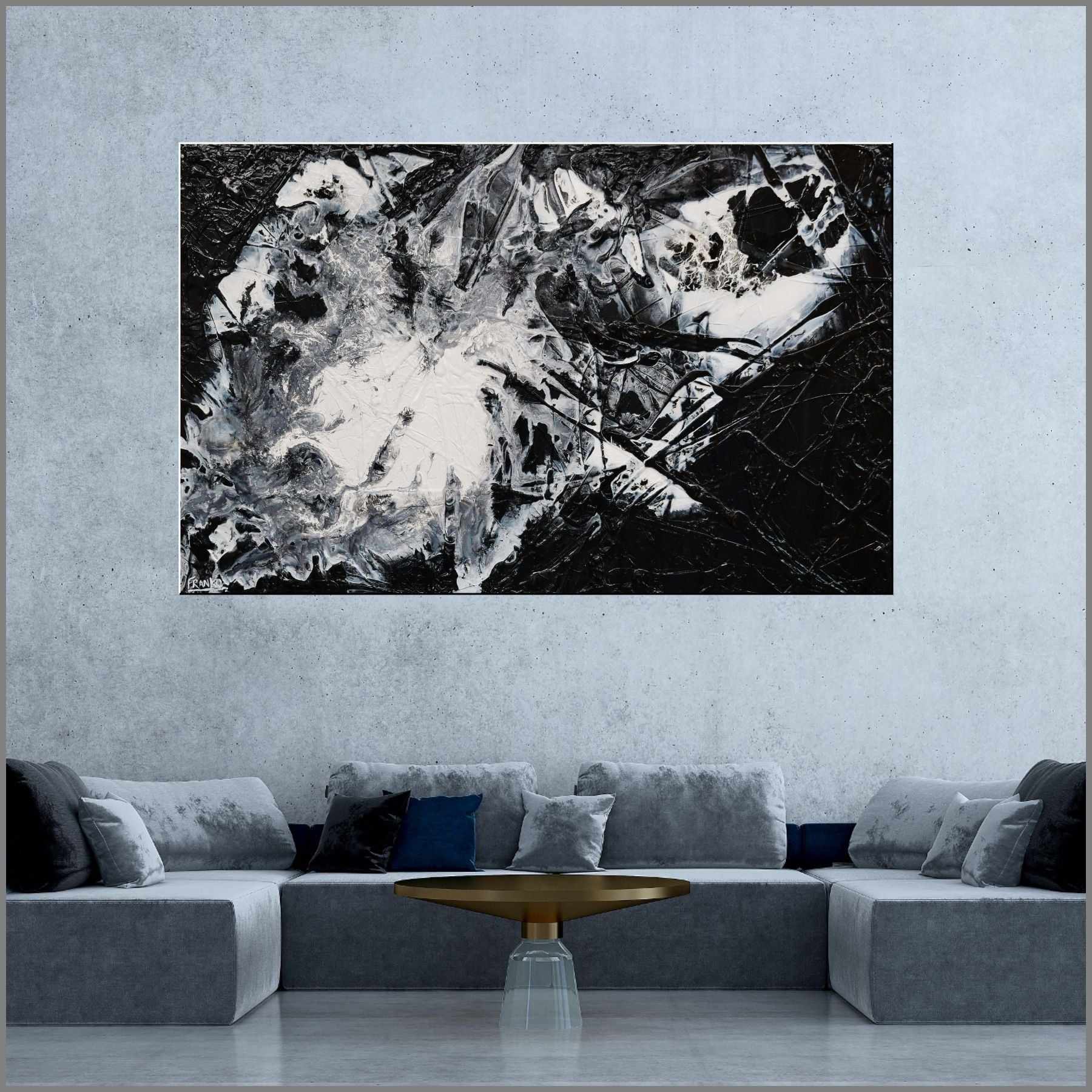 Black Sugar 160cm x 100cm Black White Textured Abstract Painting (SOLD)-Abstract-[Franko_Artist]-[Australian_artist]-[Gold_Coast]-[Brisbane]-[modern]-[contemporary]-[original]-[Large_artwork]-[The_Block]-[Dream_Homes]-[ideas]-[Grand_Designs]-[Art_Lover]-Franklin Art Studio
