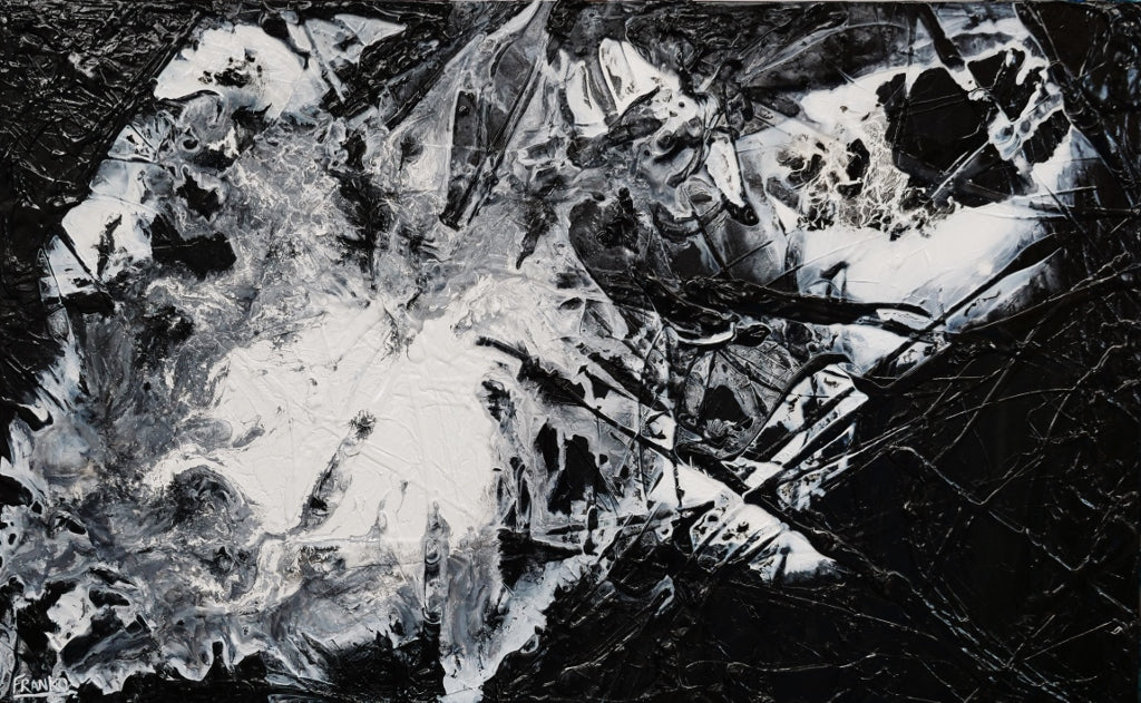 Black Sugar 160cm x 100cm Black White Textured Abstract Painting (SOLD)-Abstract-[Franko_Artist]-[Australian_artist]-[Gold_Coast]-[Brisbane]-[modern]-[contemporary]-[original]-[Large_artwork]-Franklin Art Studio