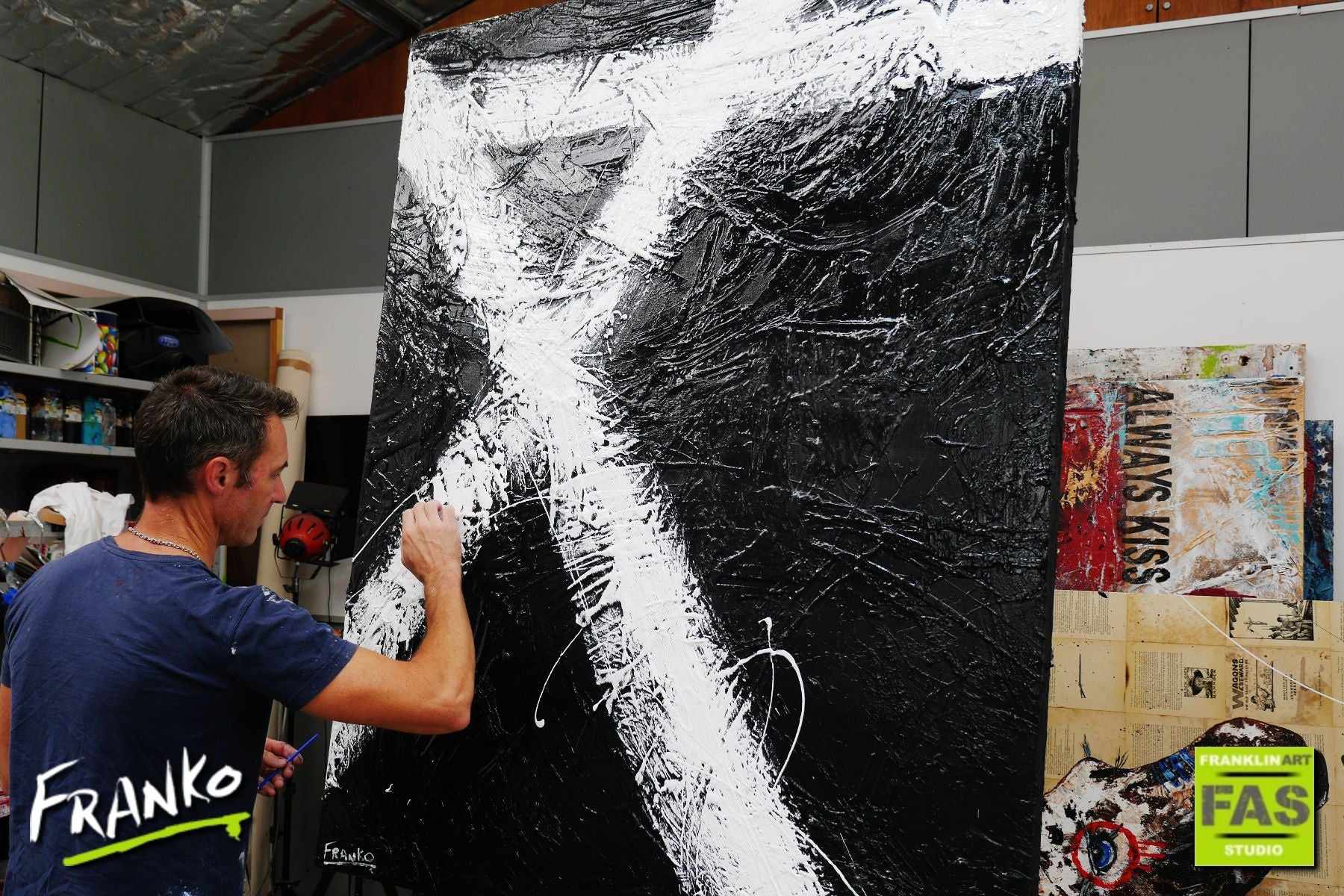 Black Tango 120cm x 150cm White Black Abstract Painting (SOLD)-Abstract-[Franko_Artist]-[The_Block]-[Dream_Homes]-[ideas]- [Grand_Designs]-Franklin Art Studio