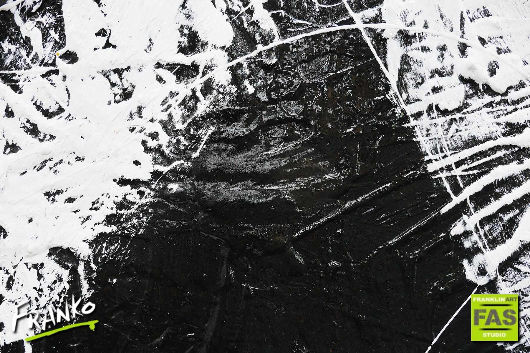 Black Tango 120cm x 150cm White Black Abstract Painting (SOLD)