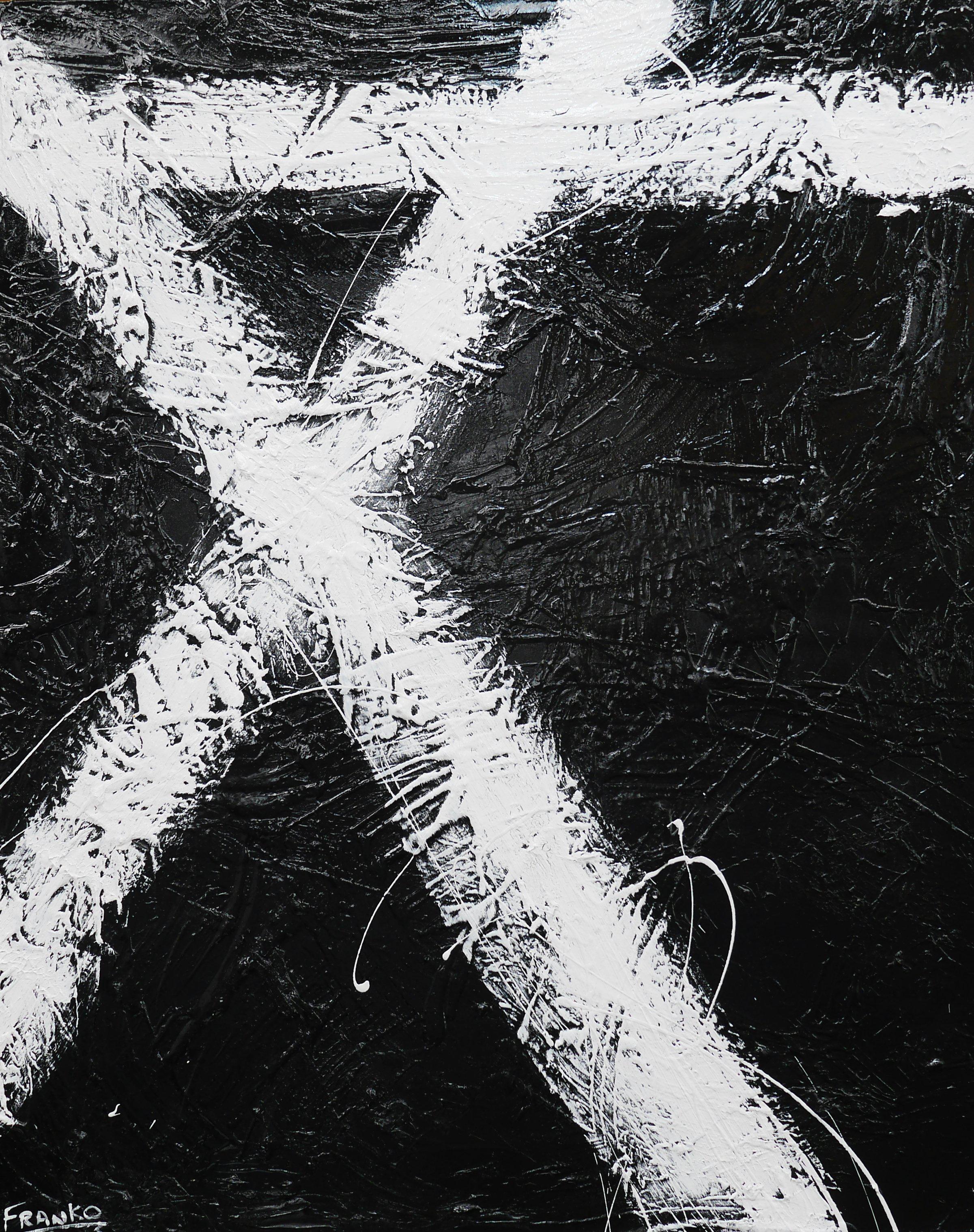 Black Tango 120cm x 150cm White Black Abstract Painting (SOLD)-Abstract-[Franko_Artist]-[Australian_artist]-[Gold_Coast]-[Brisbane]-[modern]-[contemporary]-[original]-[Large_artwork]-Franklin Art Studio