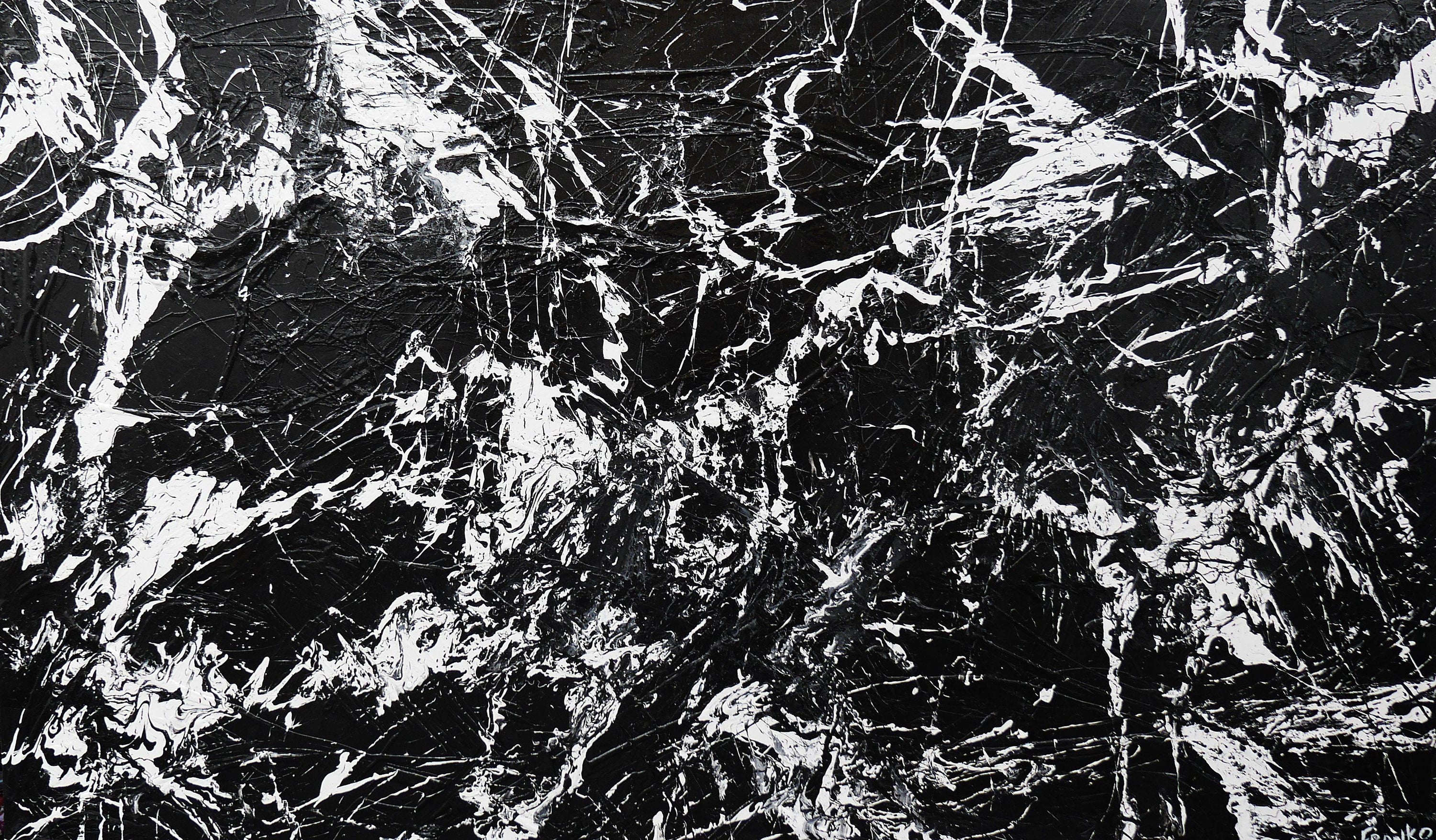 Black White Maze 250cm x 150cm Black White Huge Abstract Painting (SOLD)-Abstract-[Franko_Artist]-[The_Block]-[Dream_Homes]-[ideas]-[Grand_Designs]-[Art_Lover]-Franklin Art Studio