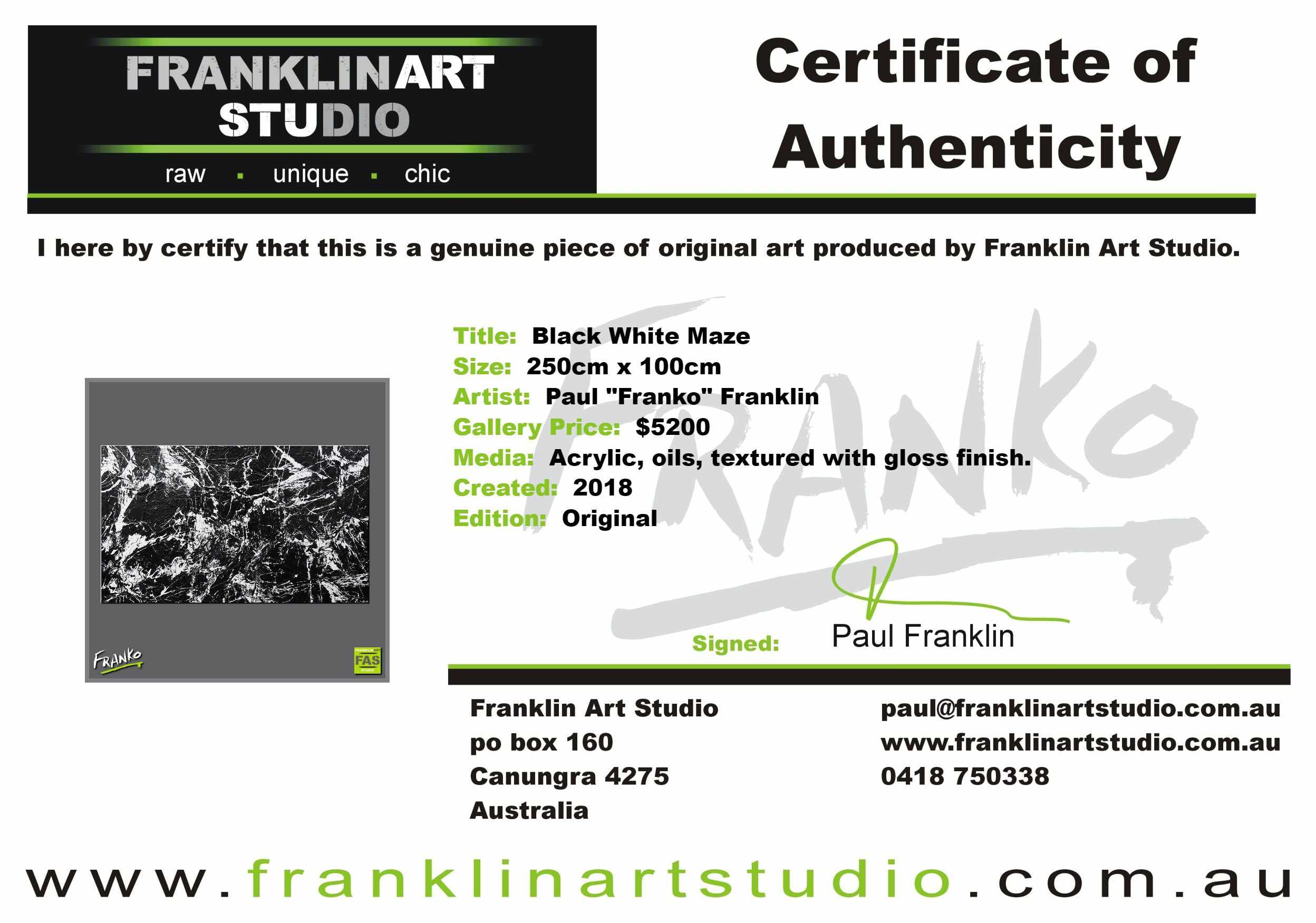 Black White Maze 250cm x 150cm Black White Huge Abstract Painting (SOLD)-Abstract-[Franko_Artist]-[Australian_artist]-[Gold_Coast]-[Brisbane]-[modern]-[contemporary]-[original]-[Large_artwork]-Franklin Art Studio
