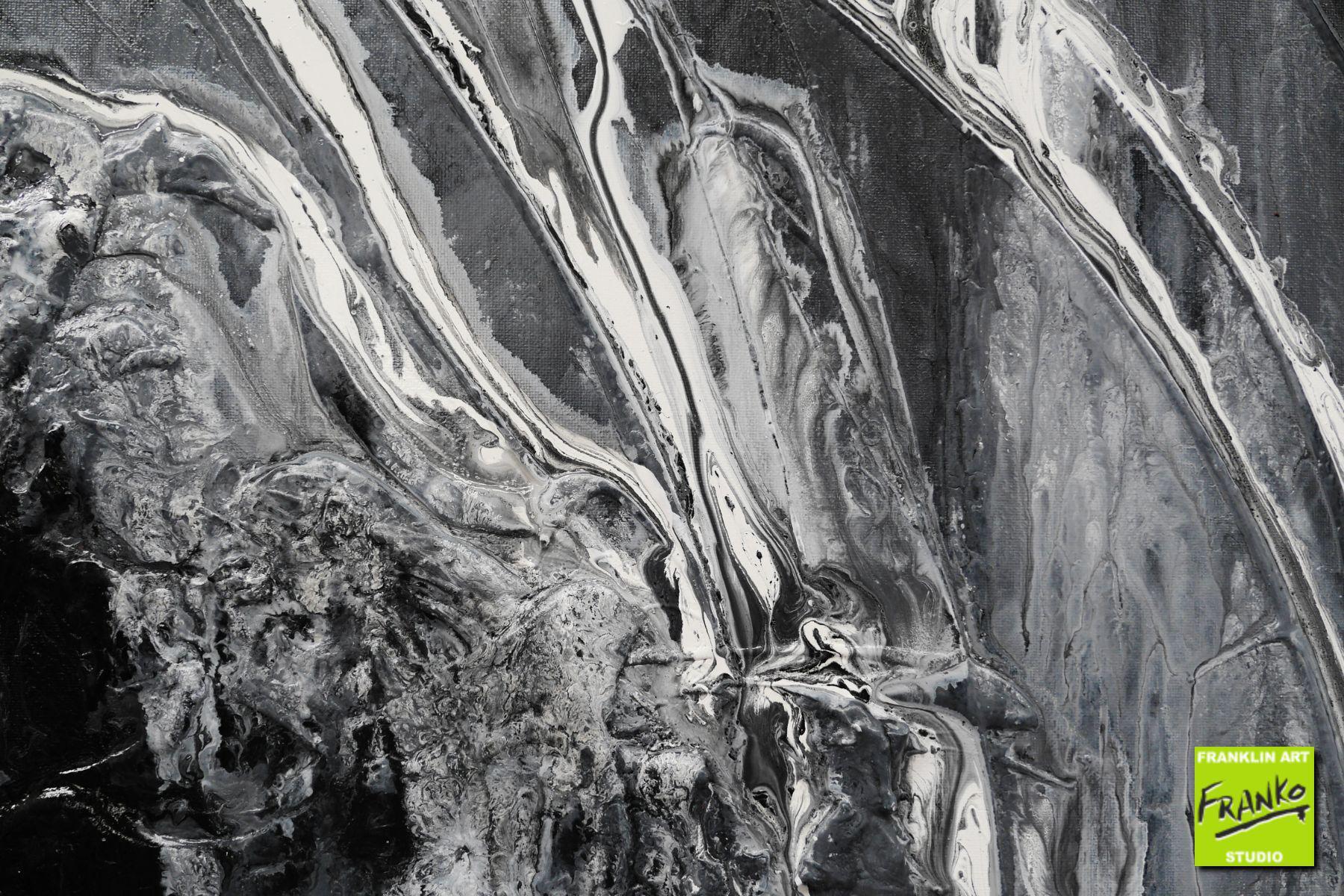 Black Woosh 200cm x 80cm Grey Black Textured Abstract Painting (SOLD)-Abstract-[Franko]-[Artist]-[Australia]-[Painting]-Franklin Art Studio