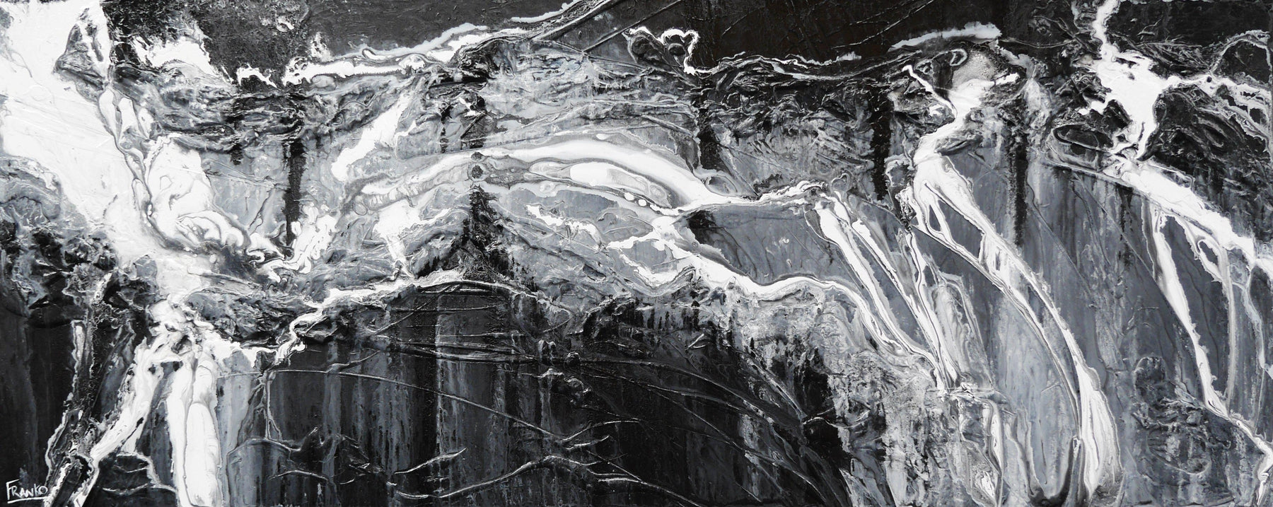 Black Woosh 200cm x 80cm Grey Black Textured Abstract Painting (SOLD)-Abstract-[Franko_Artist]-[Australian_artist]-[Gold_Coast]-[Brisbane]-[modern]-[contemporary]-[original]-[Large_artwork]-Franklin Art Studio