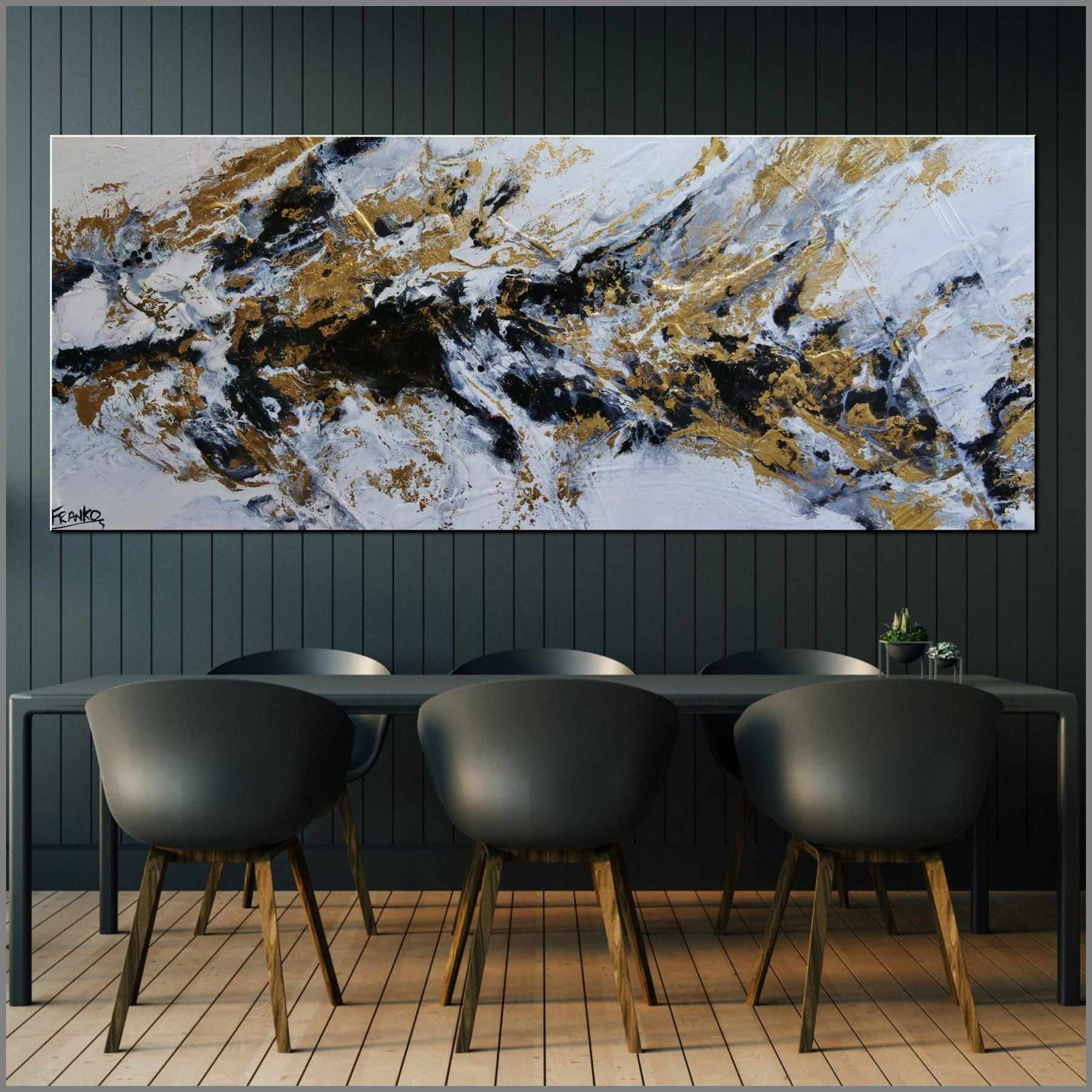 Black and Gold Elegance 200cm x 80cm Black Gold Textured Abstract Painting (SOLD)-Abstract-[Franko_Artist]-[Australian_artist]-[Gold_Coast]-[Brisbane]-[modern]-[contemporary]-[original]-[Large_artwork]-[The_Block]-[Dream_Homes]-[ideas]-[Grand_Designs]-[Art_Lover]-Franklin Art Studio