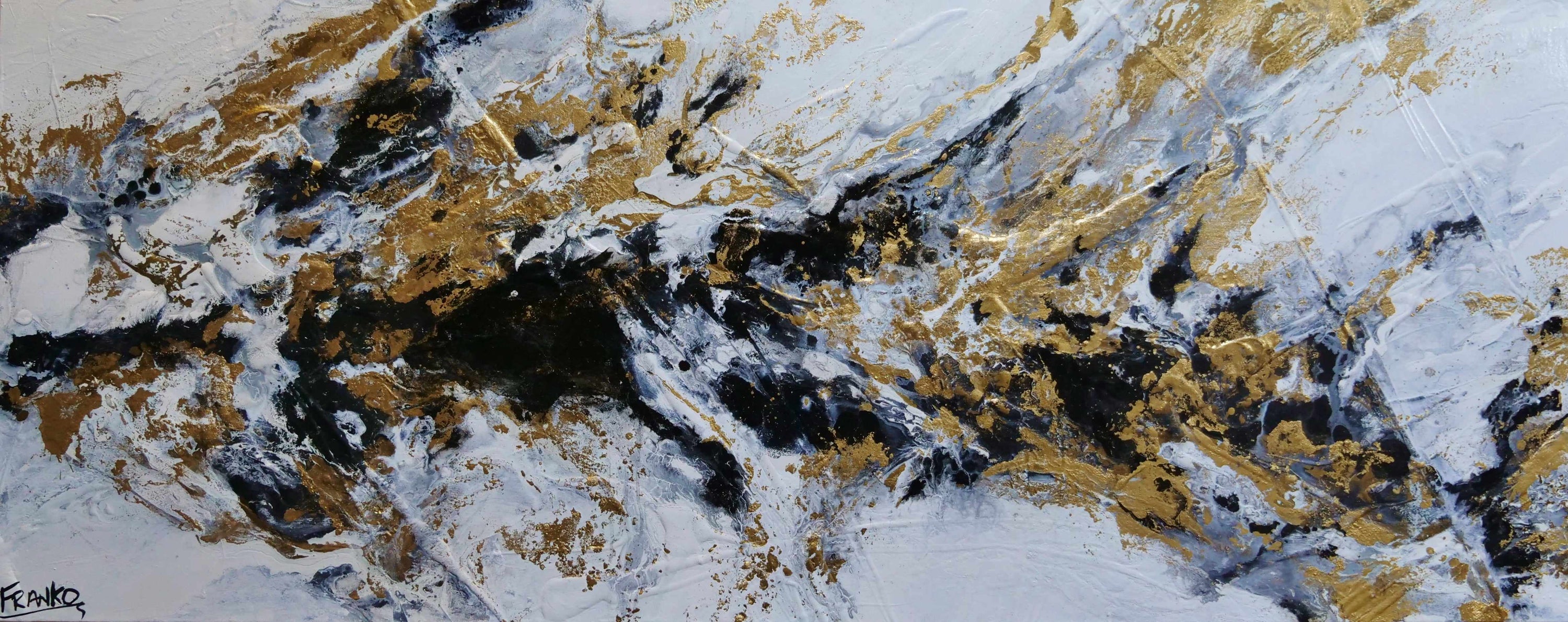 Black and Gold Elegance 200cm x 80cm Black Gold Textured Abstract Painting (SOLD)-Abstract-[Franko_Artist]-[Australian_artist]-[Gold_Coast]-[Brisbane]-[modern]-[contemporary]-[original]-[Large_artwork]-Franklin Art Studio