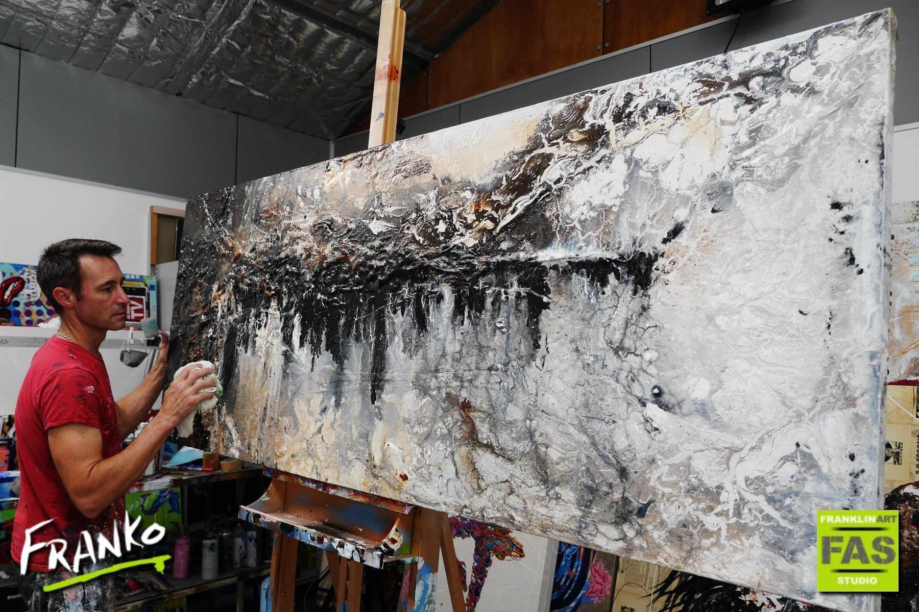 Blacked Out Rust 200cm x 80cm White Brown Rust Black Abstract Painting (SOLD)-Abstract-[Franko_Artist]-[The_Block]-[Dream_Homes]-[ideas]- [Grand_Designs]-Franklin Art Studio