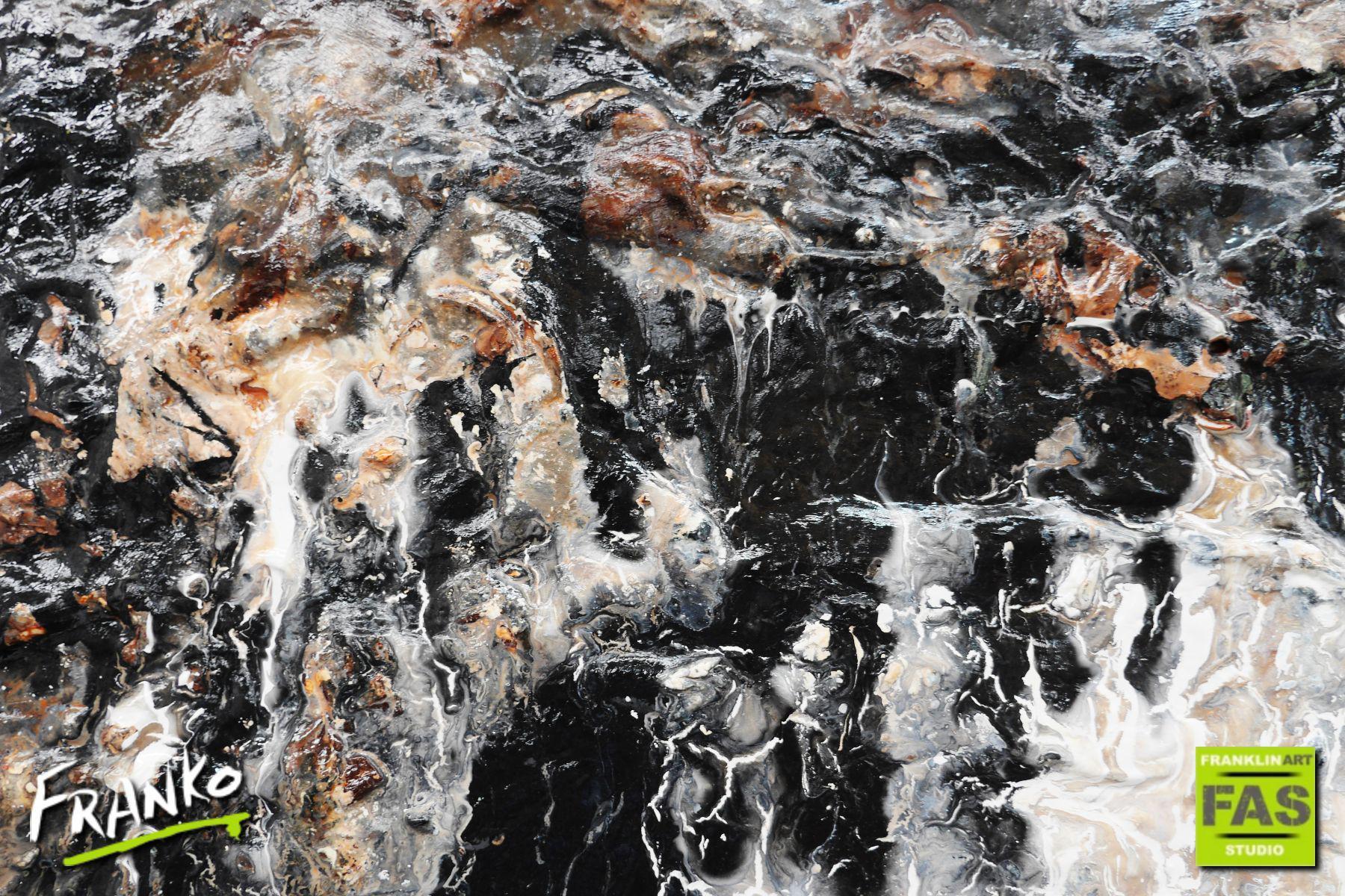 Blacked Out Rust 200cm x 80cm White Brown Rust Black Abstract Painting (SOLD)