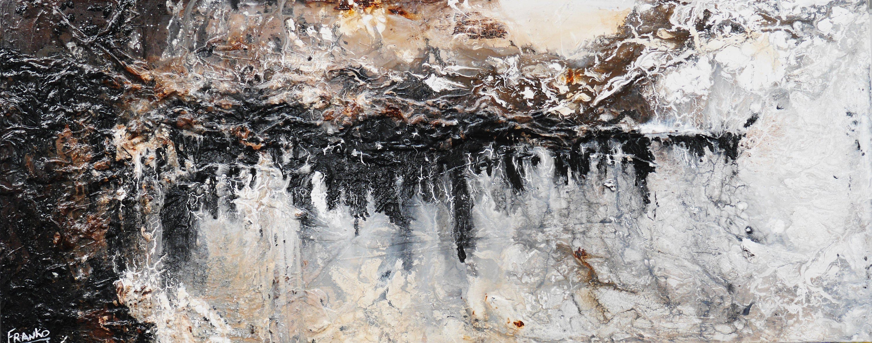 Blacked Out Rust 200cm x 80cm White Brown Rust Black Abstract Painting (SOLD)-Abstract-[Franko_Artist]-[Australian_artist]-[Gold_Coast]-[Brisbane]-[modern]-[contemporary]-[original]-[Large_artwork]-Franklin Art Studio