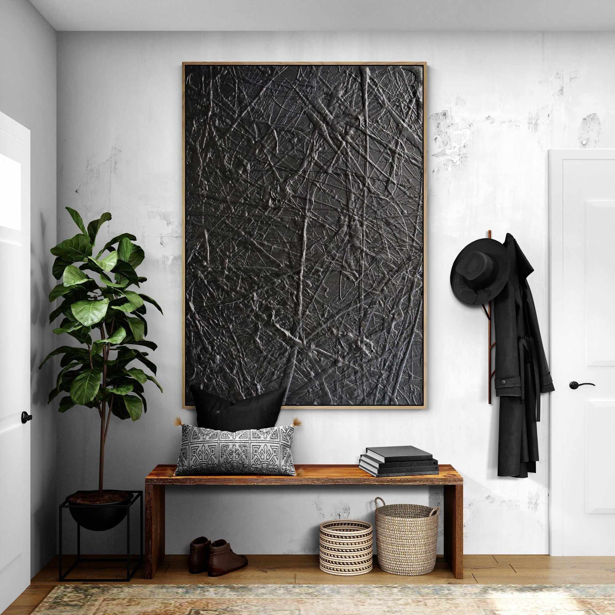 Blackest Magic 140cm x 100cm Black Textured Abstract Painting (SOLD)-Abstract-[Franko_Artist]-[Australian_artist]-[Gold_Coast]-[Brisbane]-[modern]-[contemporary]-[original]-[Large_artwork]-[The_Block]-[Dream_Homes]-[ideas]-[Grand_Designs]-[Art_Lover]-Franklin Art Studio