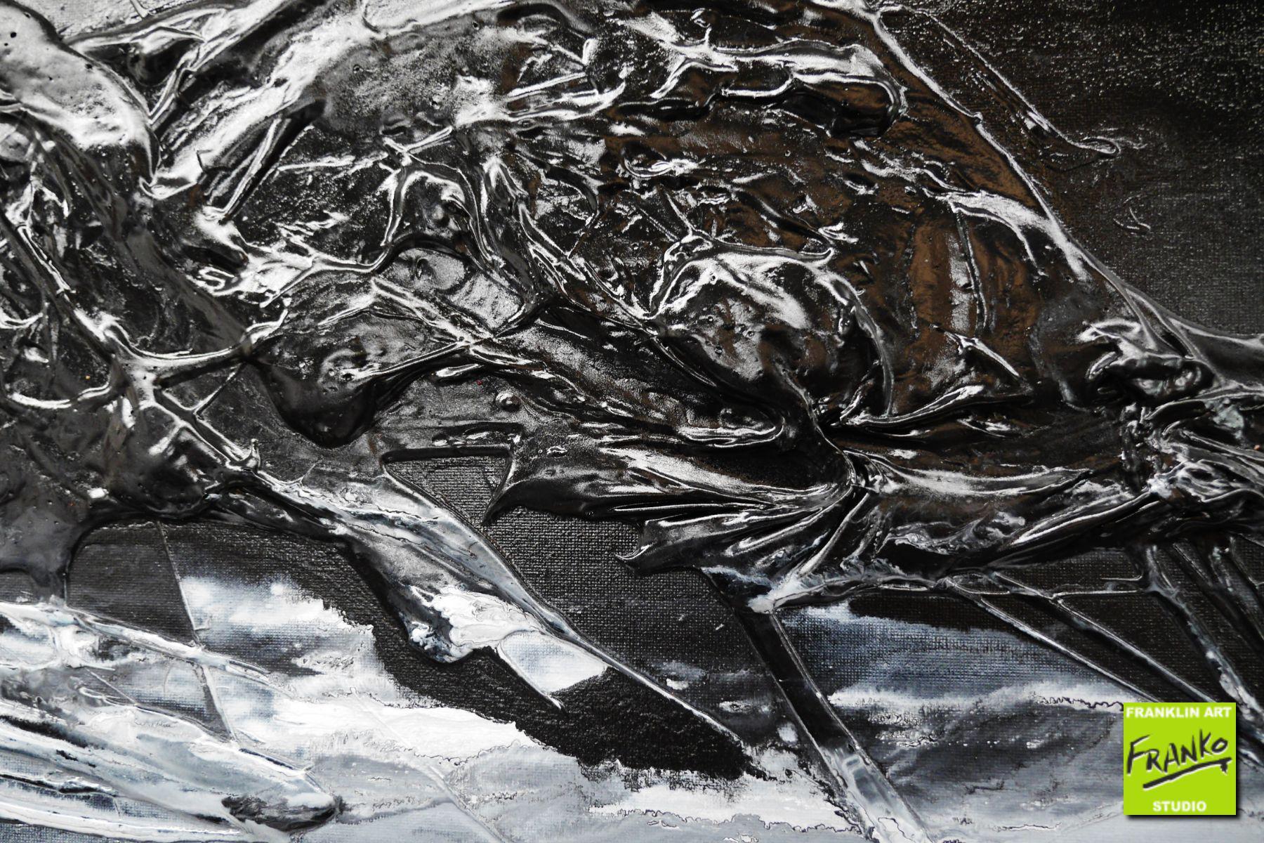 Blackish Grey 160cm x 60cm Black Grey Textured Abstract Painting (SOLD)-Abstract-[Franko_Artist]-[Australian_artist]-[Gold_Coast]-[Brisbane]-[modern]-[contemporary]-[original]-[Large_artwork]-Franklin Art Studio
