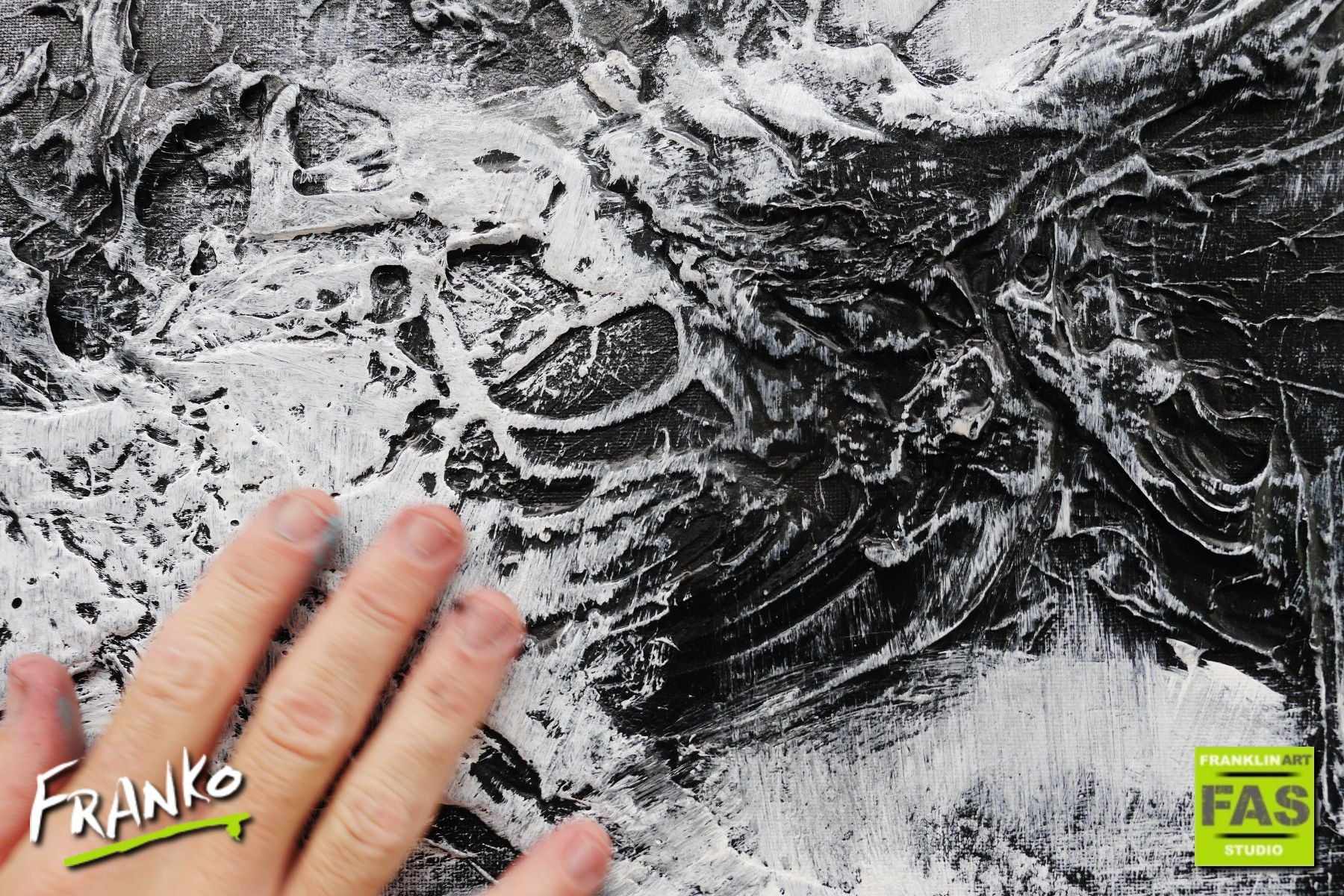 Blackish White 160cm x 60cm Black and white Abstract Painting (SOLD)-Abstract-[Franko]-[Artist]-[Australia]-[Painting]-Franklin Art Studio