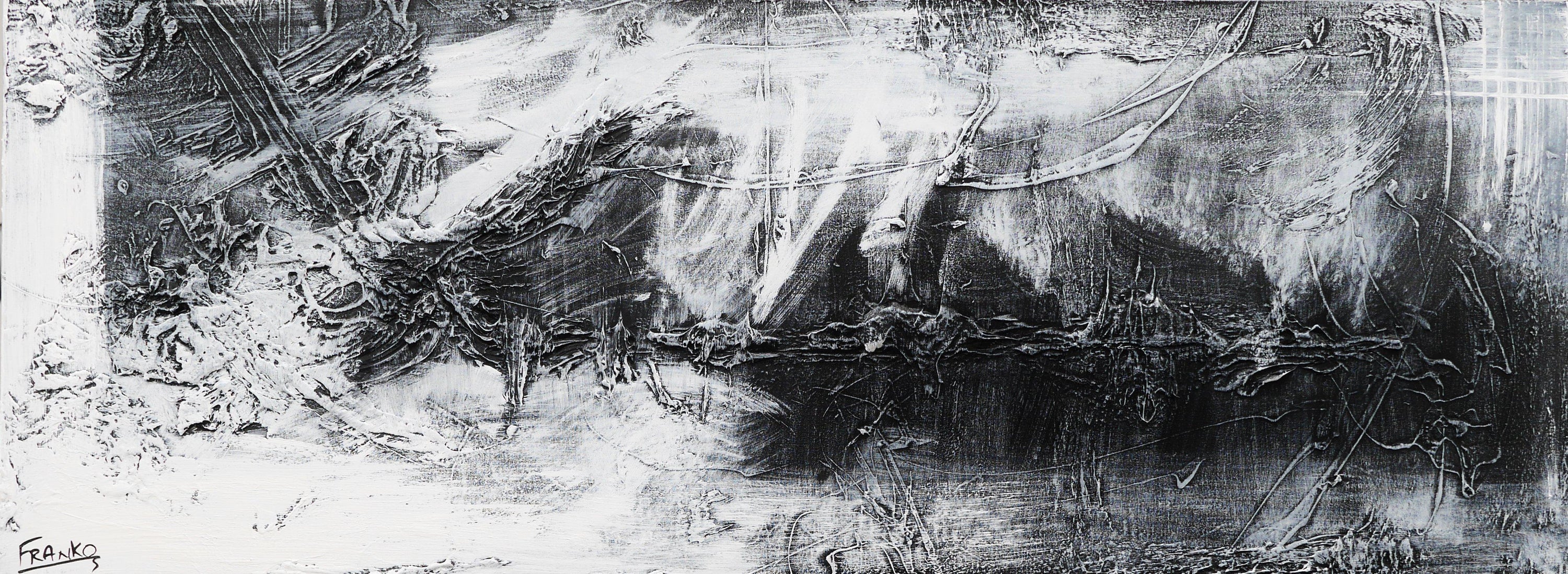 Blackish White 160cm x 60cm Black and white Abstract Painting (SOLD)-Abstract-[Franko_Artist]-[Australian_artist]-[Gold_Coast]-[Brisbane]-[modern]-[contemporary]-[original]-[Large_artwork]-Franklin Art Studio