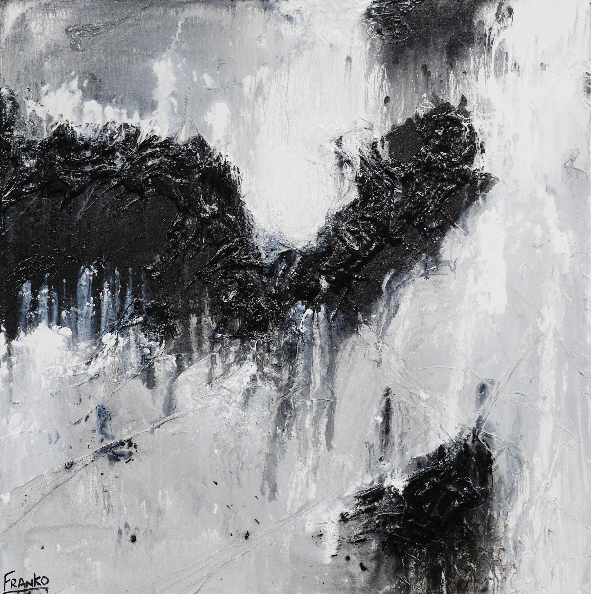 Blackout Beauty 100cm x 100cm Black and White Abstract Painting (SOLD)-abstract-[Franko_Artist]-[Australian_artist]-[Gold_Coast]-[Brisbane]-[modern]-[contemporary]-[original]-[Large_artwork]-Franklin Art Studio