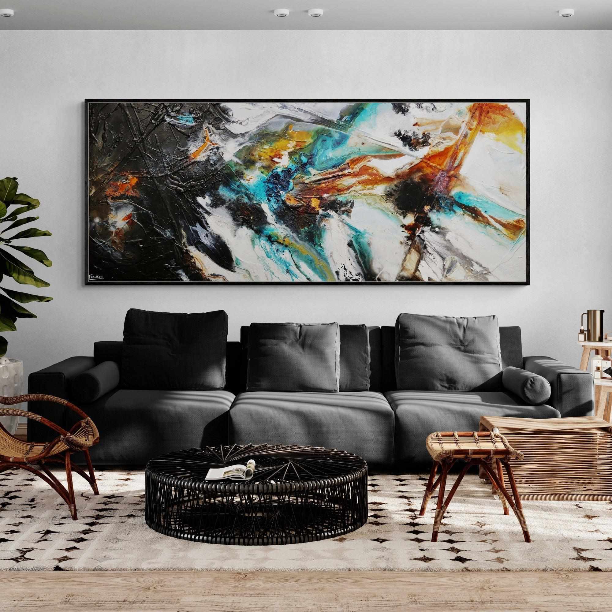 Blended Potion 240cm x 100cm Black Teal Oxide Textured Abstract Painting (SOLD)-Abstract-[Franko_Artist]-[Australian_artist]-[Gold_Coast]-[Brisbane]-[modern]-[contemporary]-[original]-[Large_artwork]-[The_Block]-[Dream_Homes]-[ideas]-[Grand_Designs]-[Art_Lover]-Franklin Art Studio
