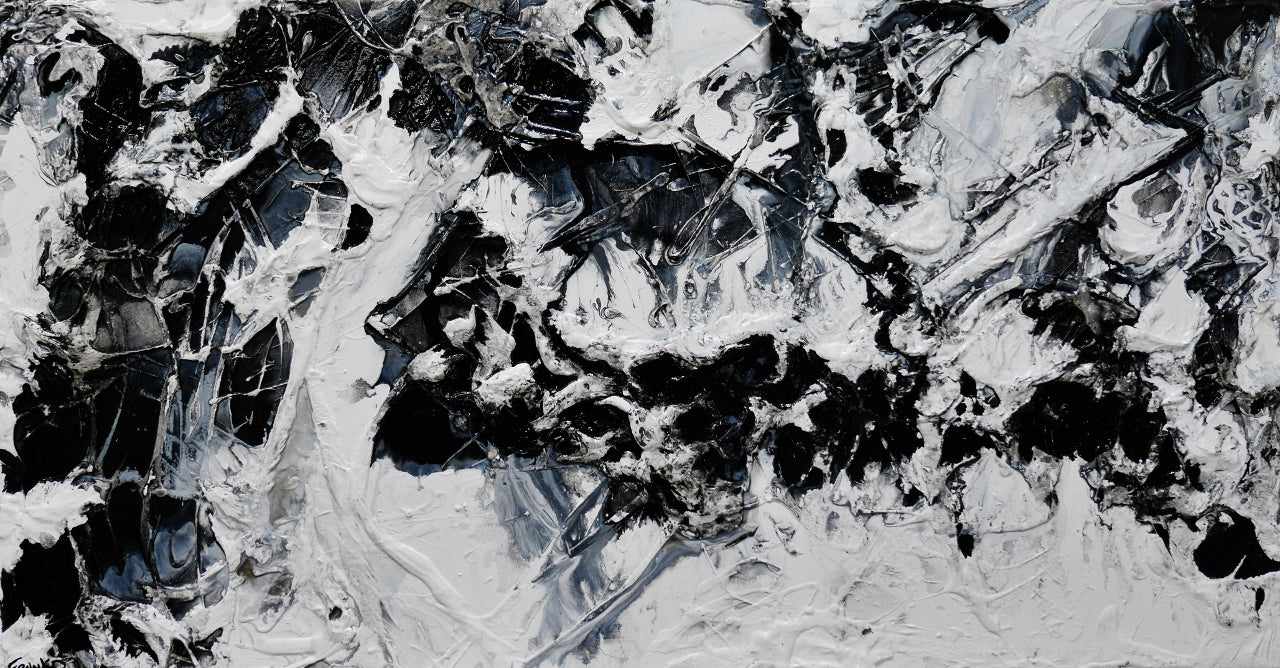 Bliss 190cm x 100cm Black White Textured Abstract Painting (SOLD)-Abstract-[Franko_Artist]-[Australian_artist]-[Gold_Coast]-[Brisbane]-[modern]-[contemporary]-[original]-[Large_artwork]-Franklin Art Studio