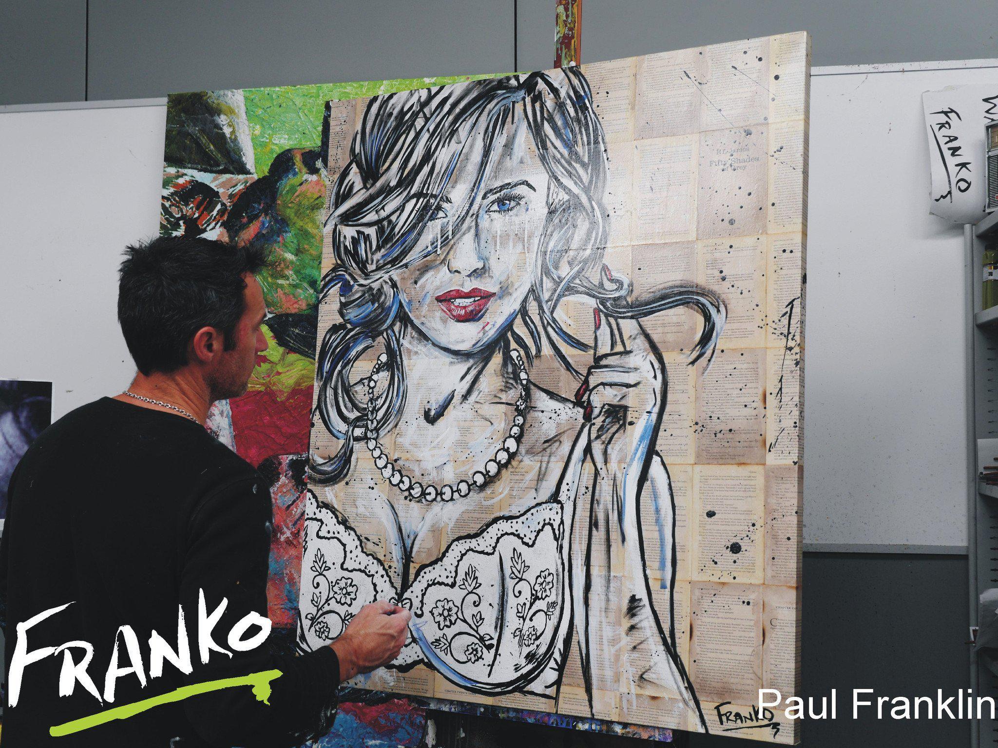 Blonde Blue Red 120cm x 100cm 50 Shades of Grey Vintage Book Pop art Painting (SOLD)-book club-[Franko_Artist]-[The_Block]-[Dream_Homes]-[ideas]- [Grand_Designs]-Franklin Art Studio