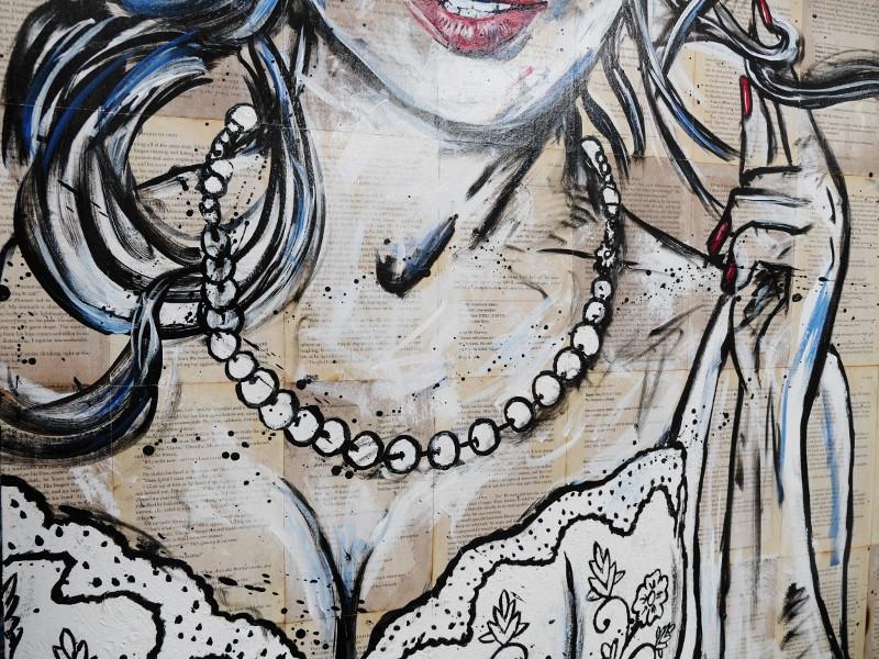 Blonde Blue Red 120cm x 100cm 50 Shades of Grey Vintage Book Pop art Painting (SOLD)-book club-[Franko]-[Artist]-[Australia]-[Painting]-Franklin Art Studio