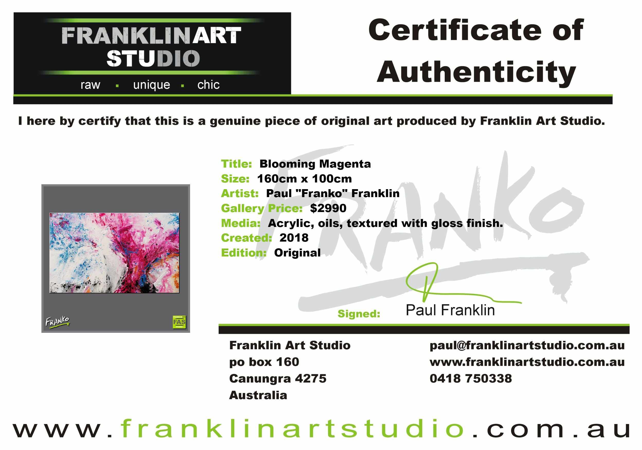 Blooming Magenta 160cm x 100cm White Pink Abstract Painting (SOLD)-Abstract-[Franko_Artist]-[The_Block]-[Dream_Homes]-[ideas]-[Grand_Designs]-[Art_Lover]-Franklin Art Studio