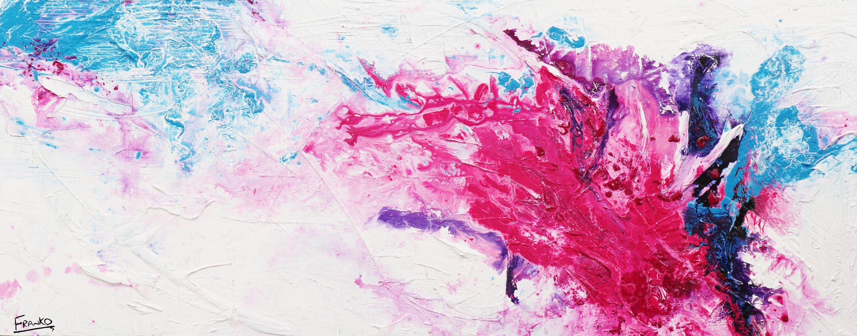 Blossom Possum 200cm x 80cm White Pink Abstract Painting (SOLD)-Abstract-[Franko_Artist]-[Australian_artist]-[Gold_Coast]-[Brisbane]-[modern]-[contemporary]-[original]-[Large_artwork]-Franklin Art Studio