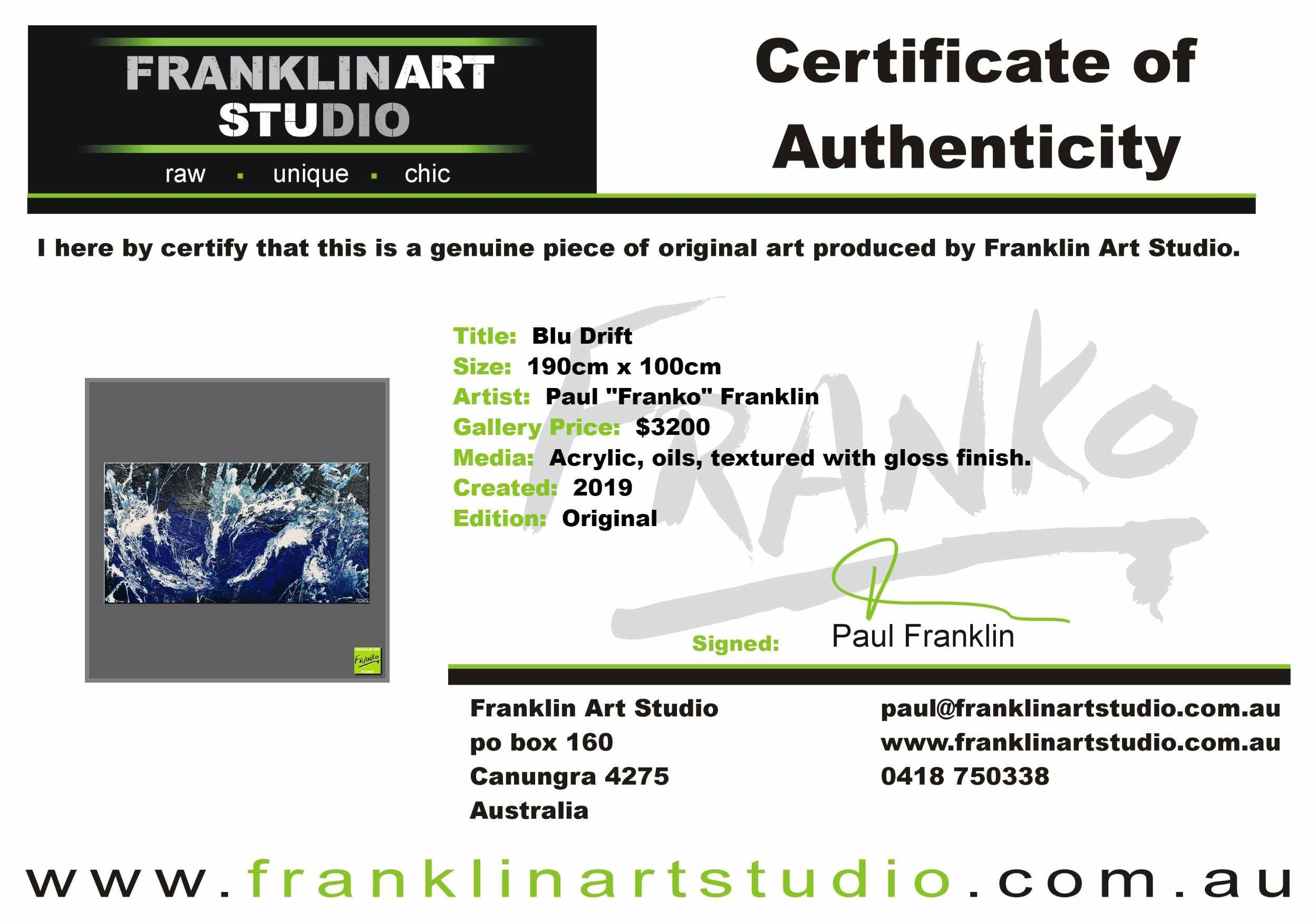 Blu Drift 190cm x 100cm White Blue Textured Abstract Painting (SOLD)-Abstract-[Franko_Artist]-[The_Block]-[Dream_Homes]-[ideas]-[Grand_Designs]-[Art_Lover]-Franklin Art Studio